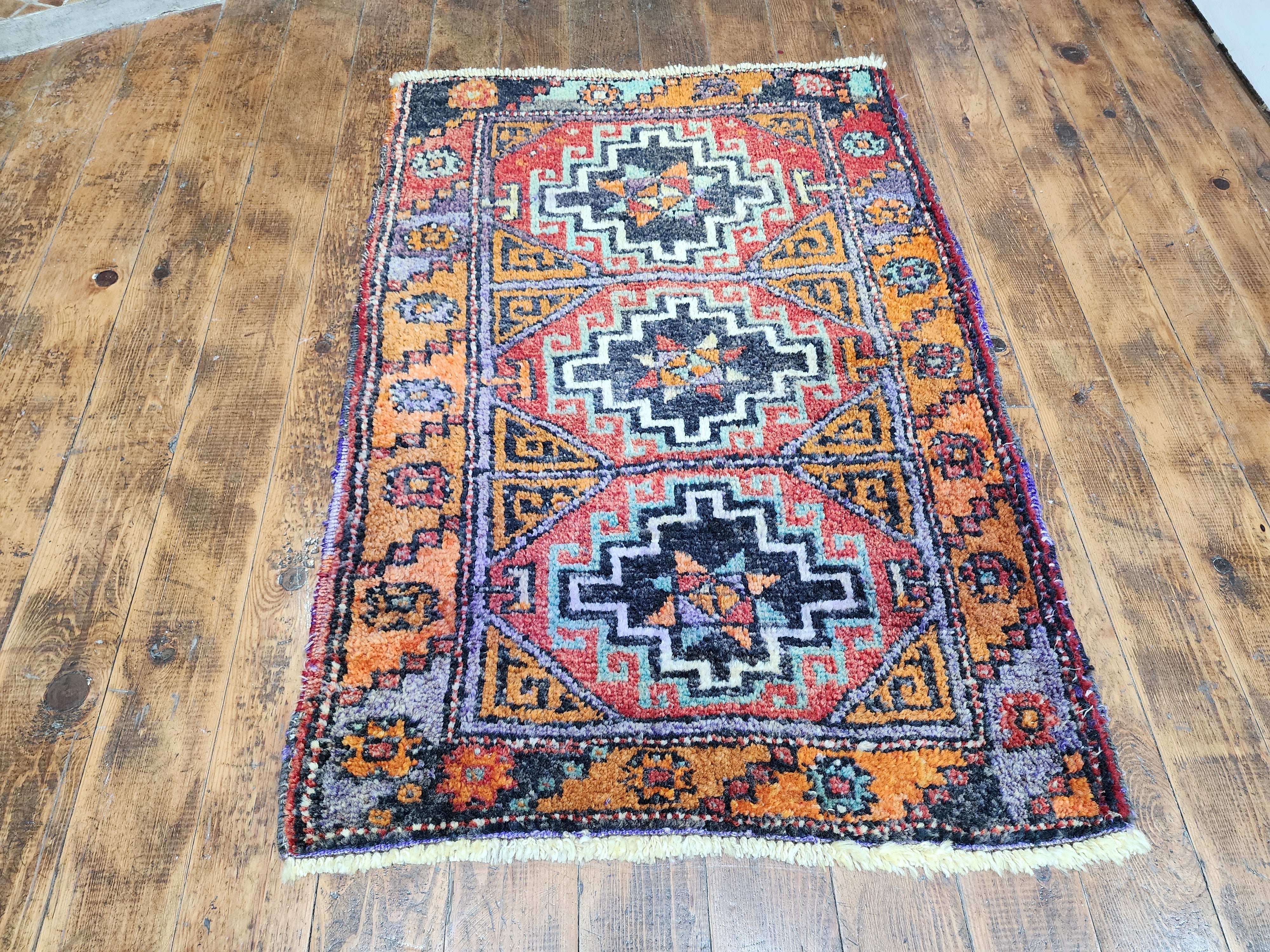 antique Konya Wool Small Rug — detail texture