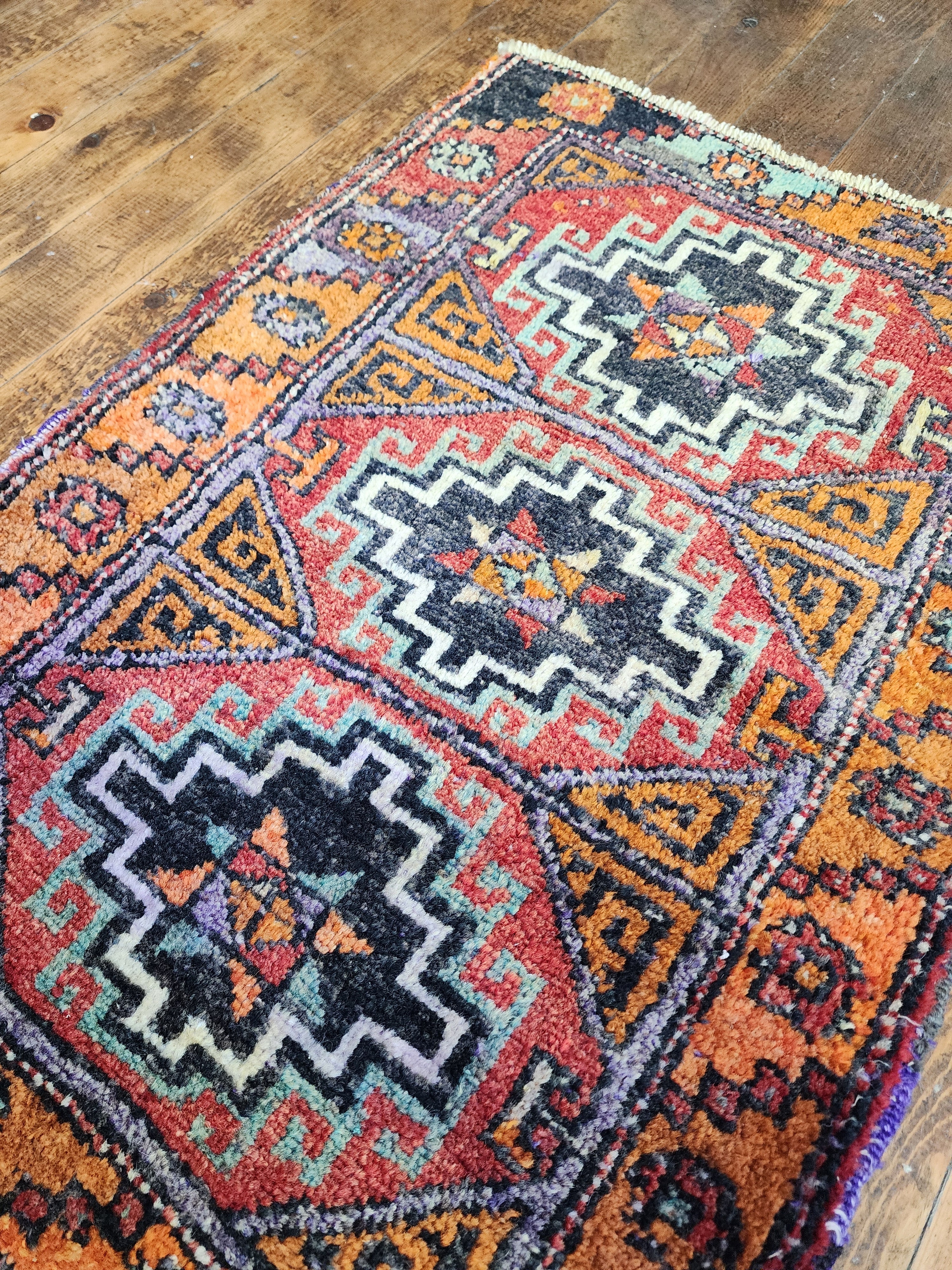 antique Konya Wool Small Rug — back view