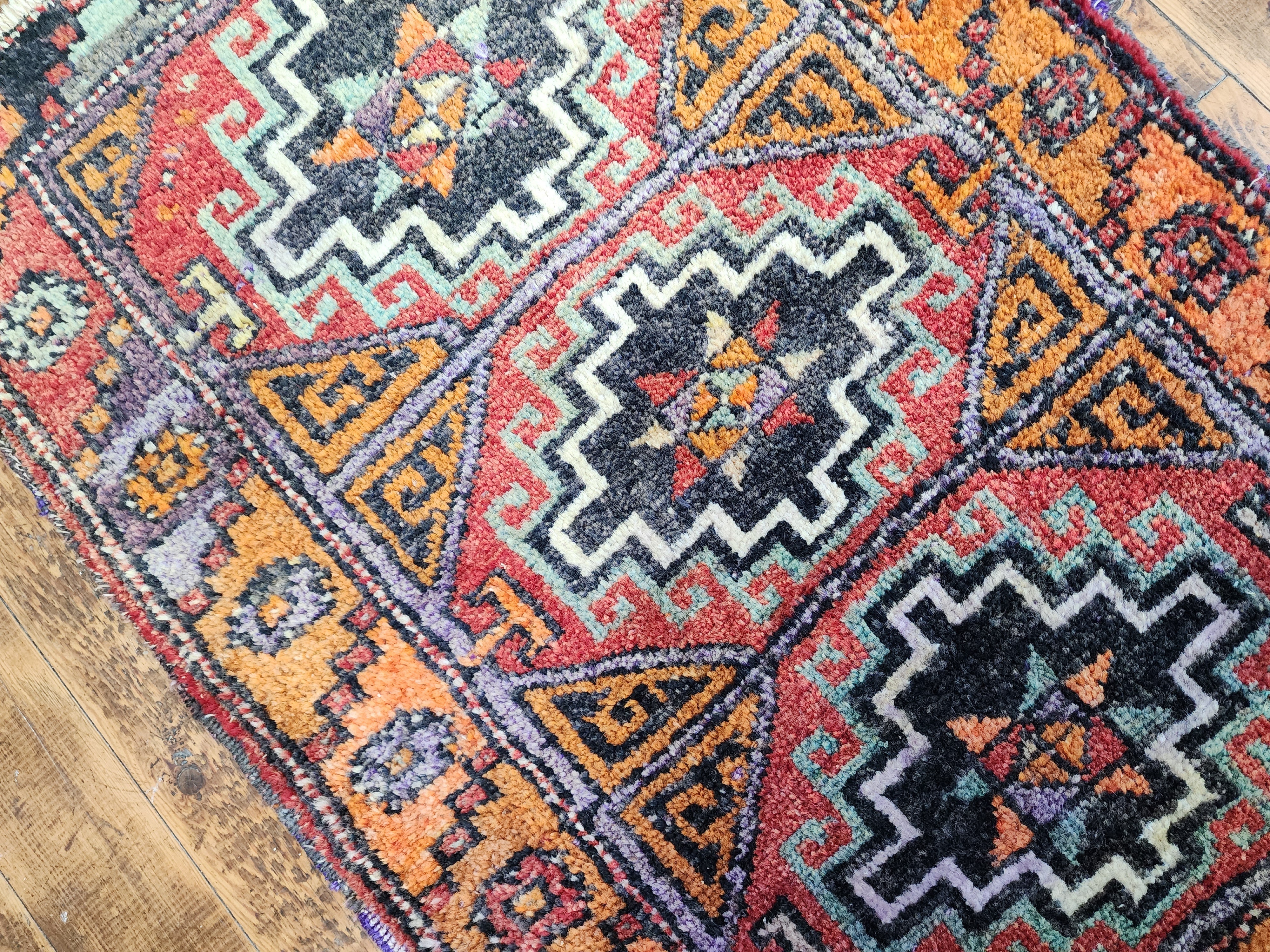 antique Konya Wool Small Rug — pattern close-up