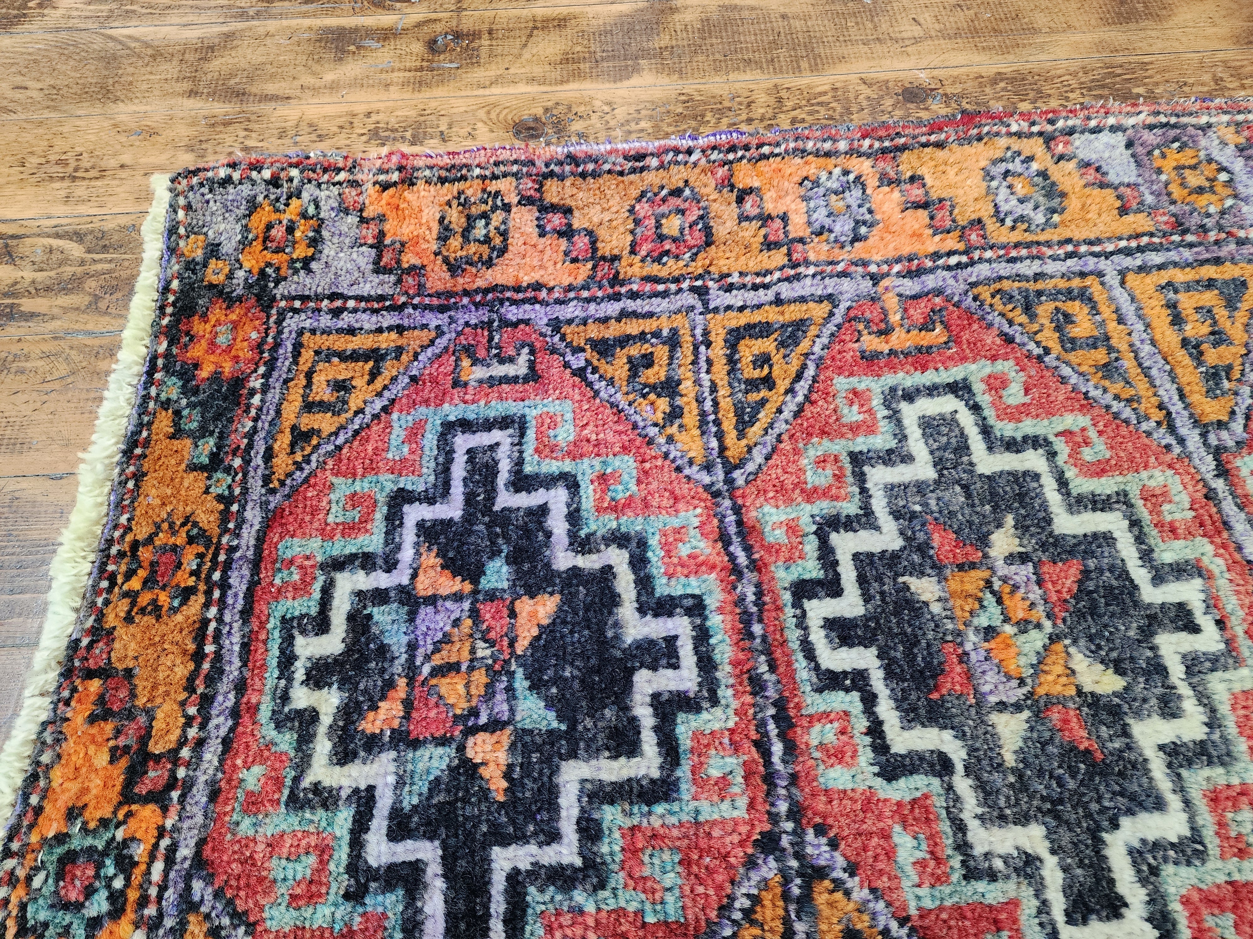 antique Konya Wool Small Rug — pile detail