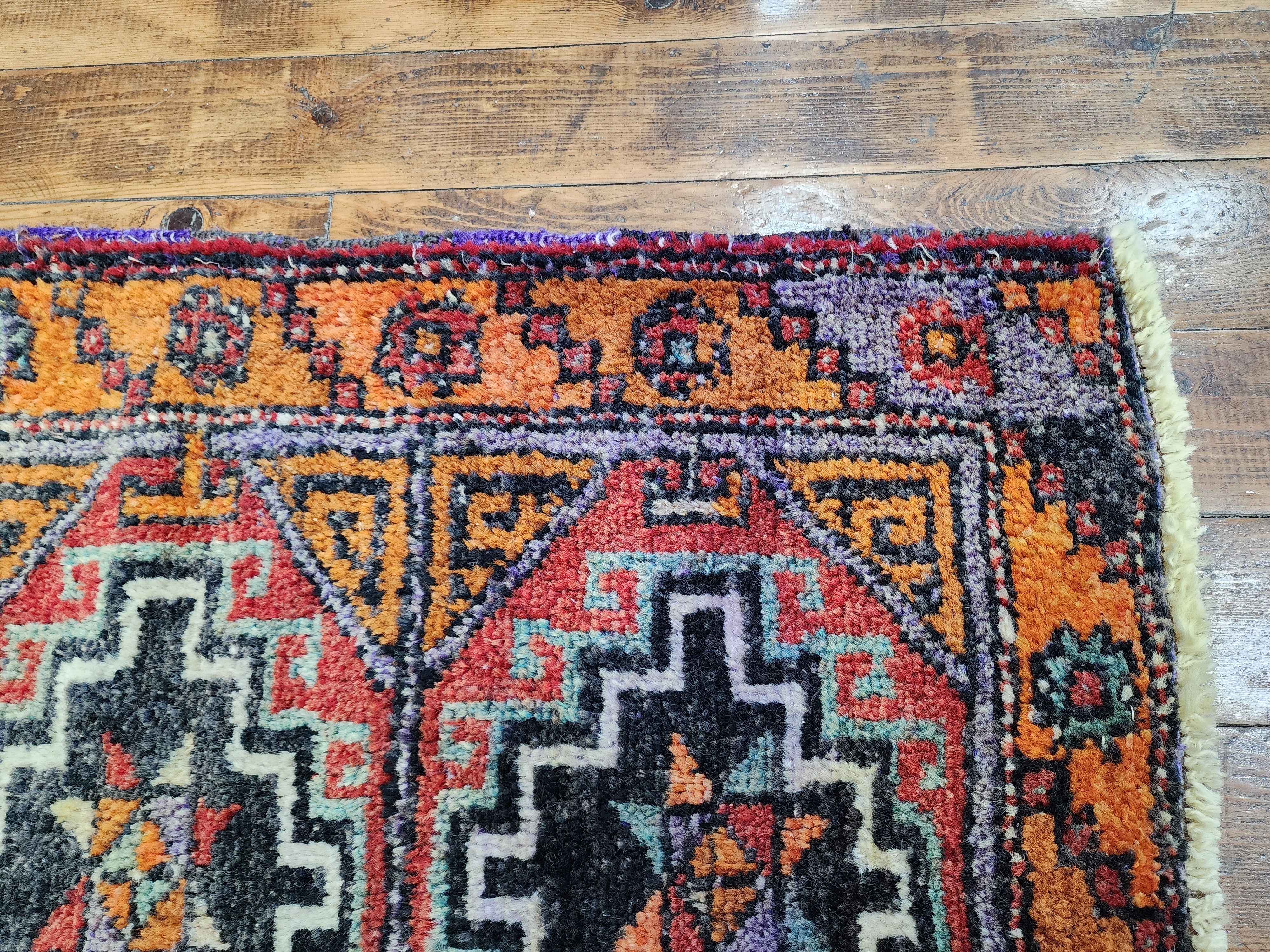 antique Konya Wool Small Rug — colour close-up