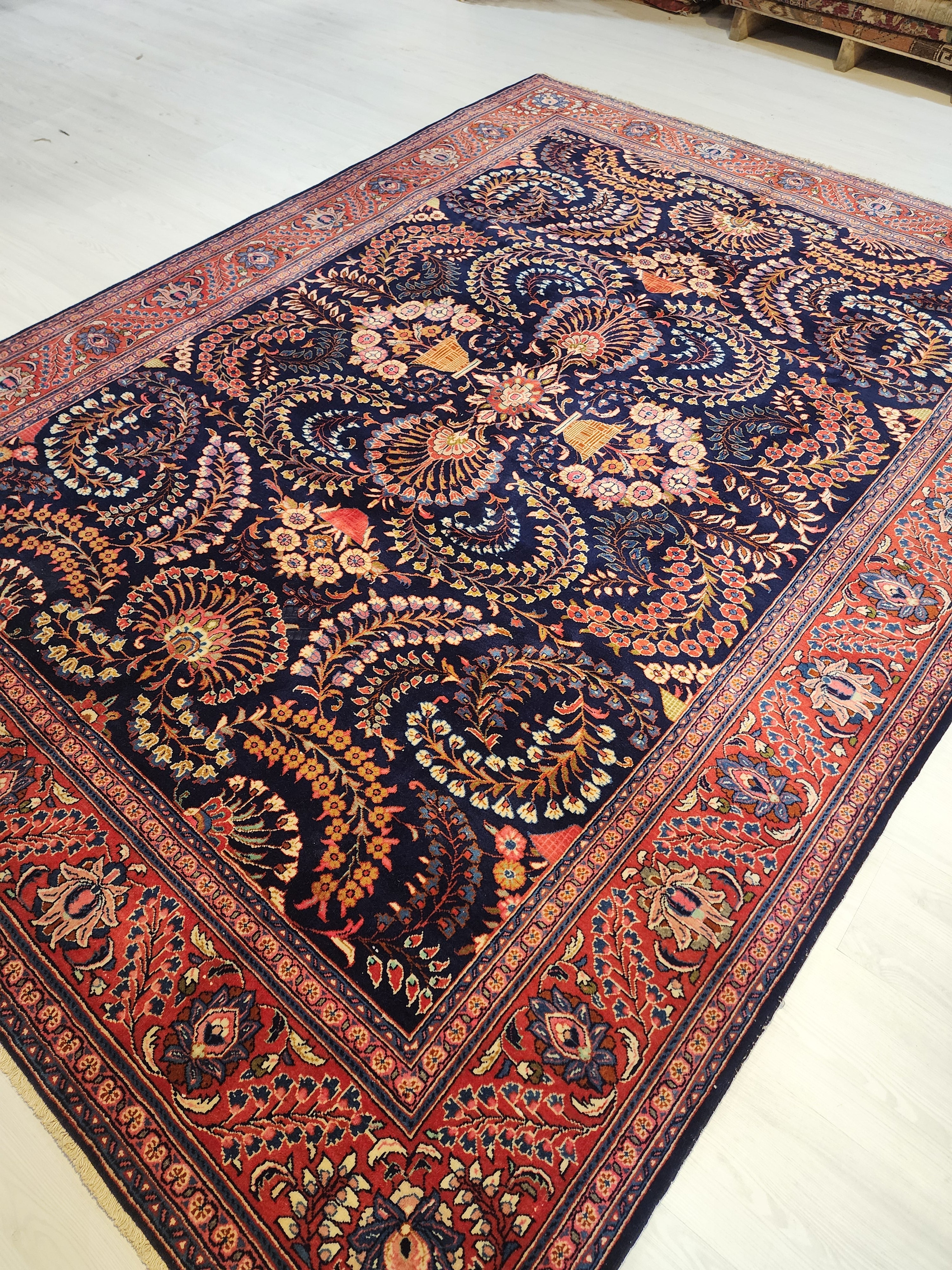 antique Anatolian Wool Large Area Rug — styled view