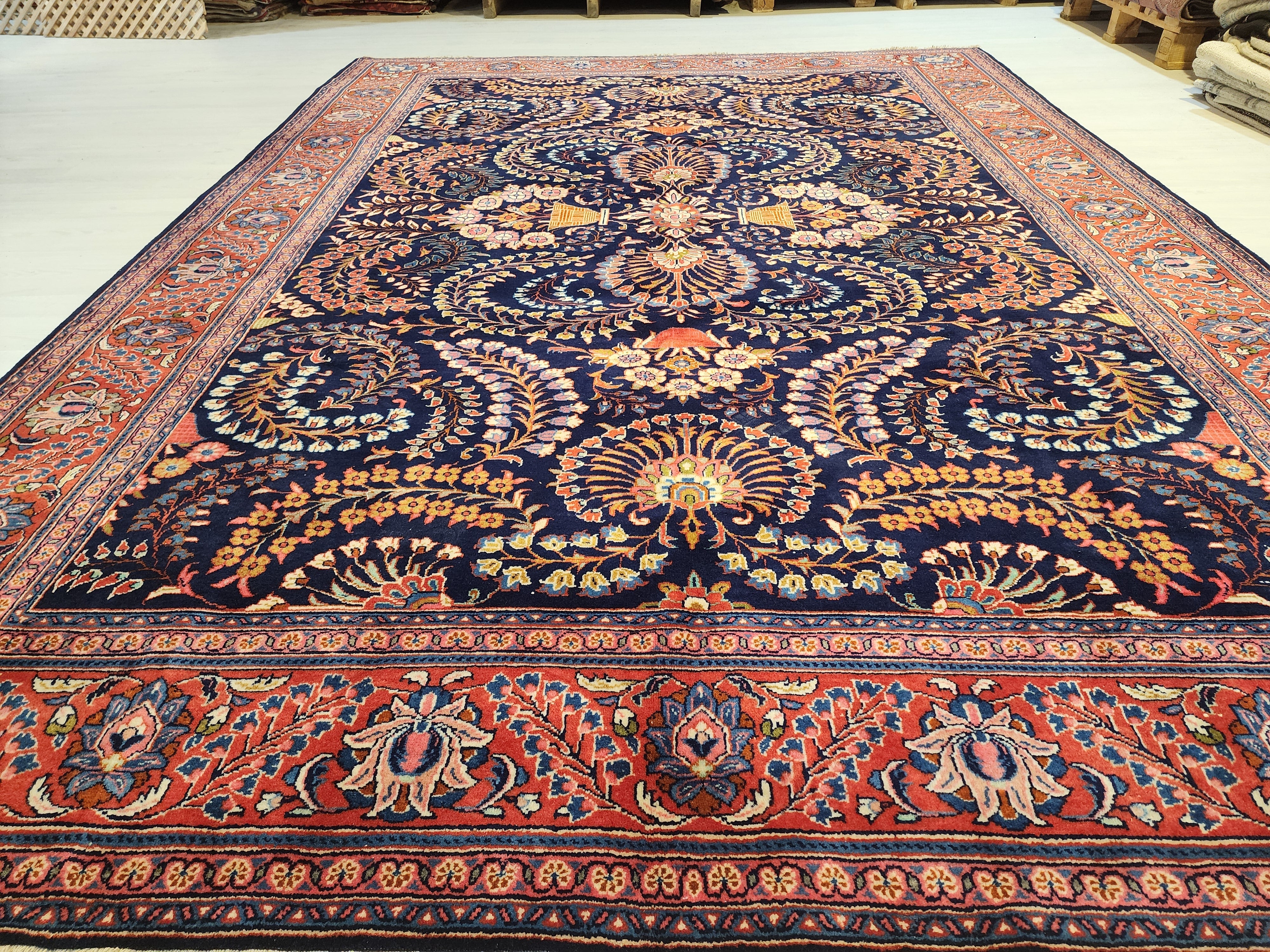 antique Anatolian Wool Large Area Rug — styled view