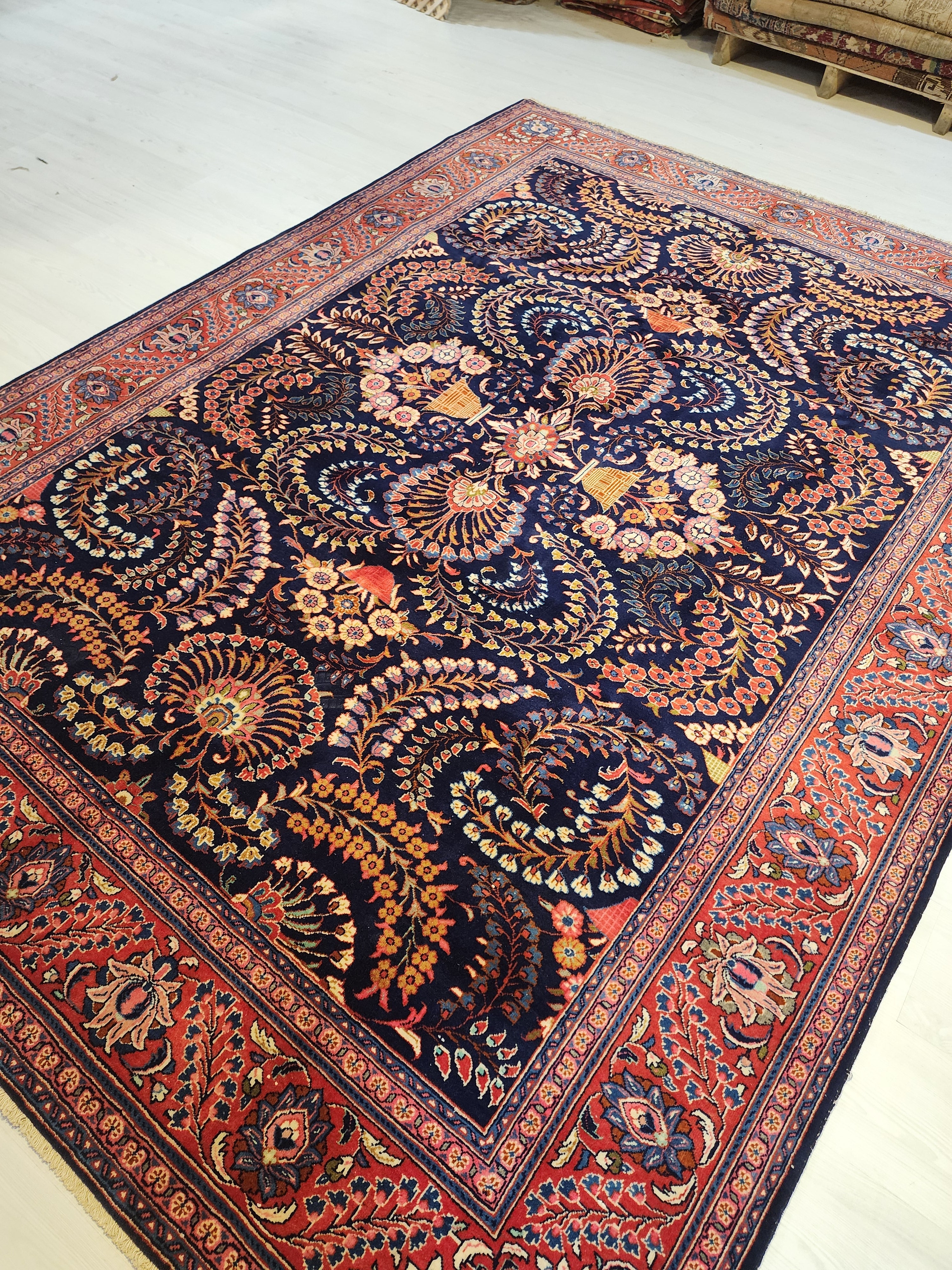 antique Anatolian Wool Large Area Rug — pattern close-up