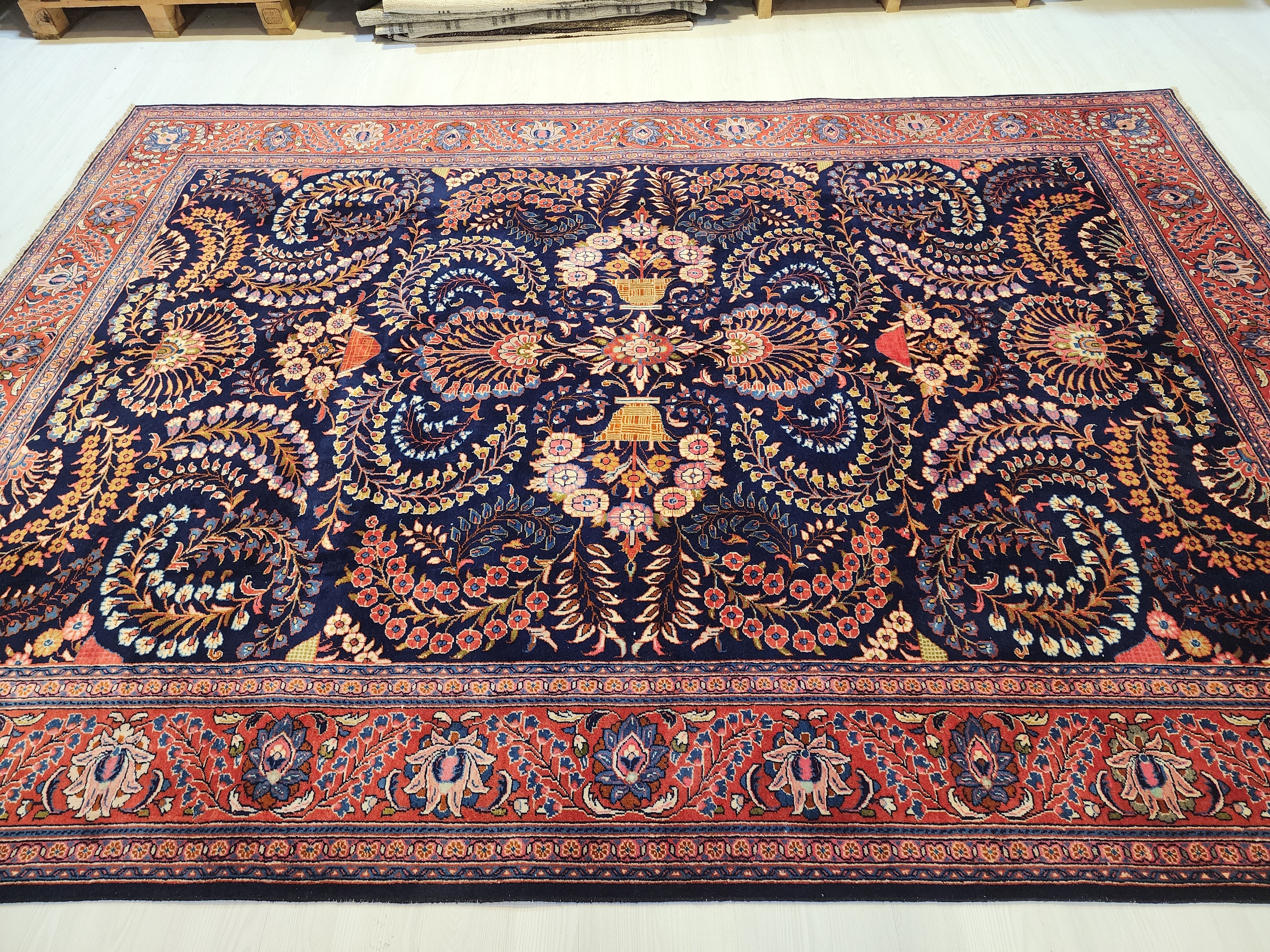 antique Anatolian Wool Large Area Rug — corner detail