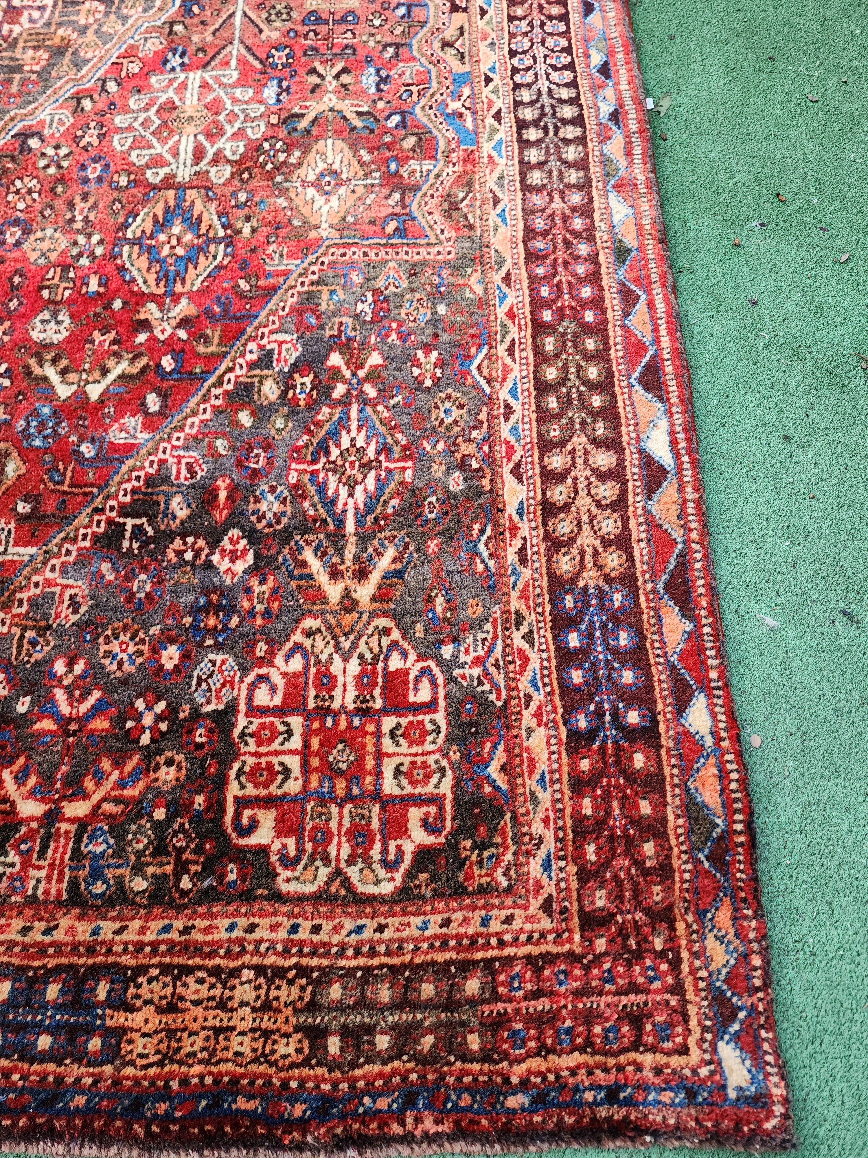 antique Anatolian Wool Area Rug — pattern close-up