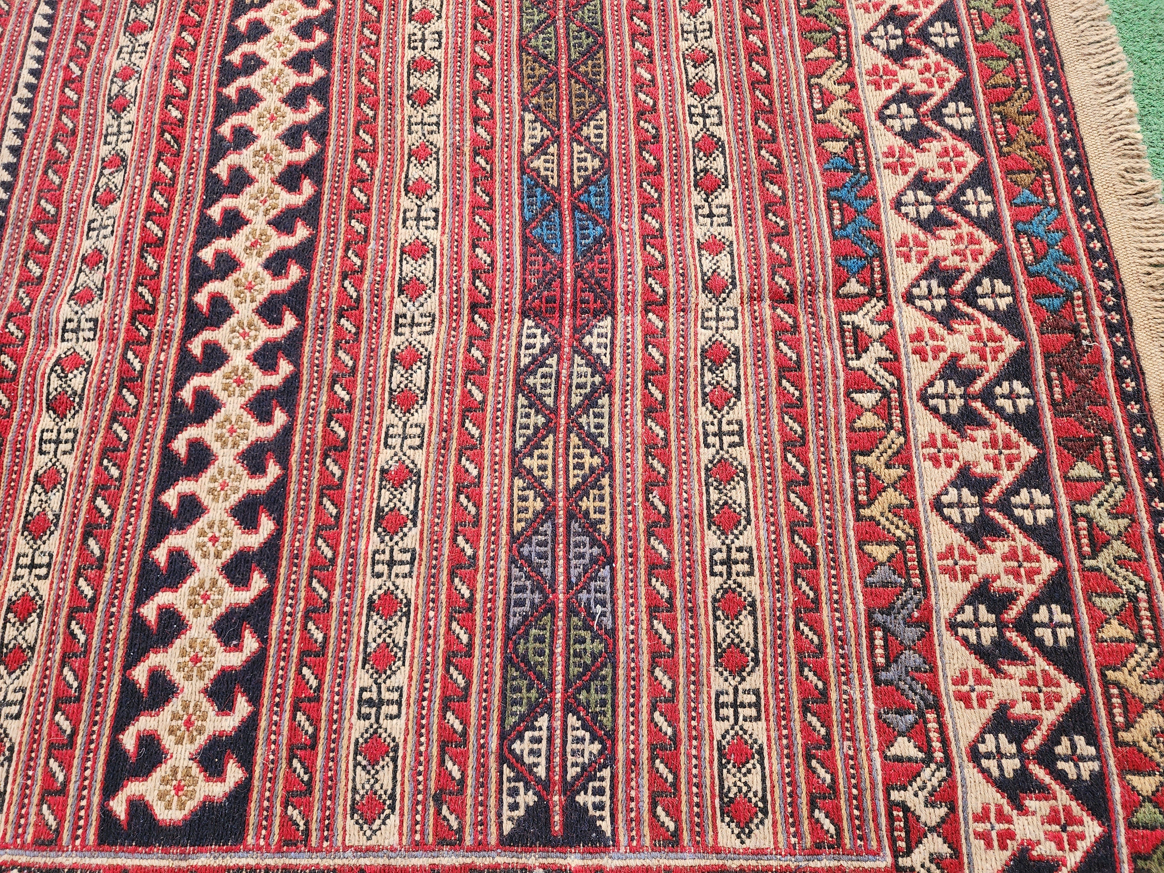 Traditional Rahra Rug with Horizontal Bands, 4 ft 9 in x 3 ft 6 in