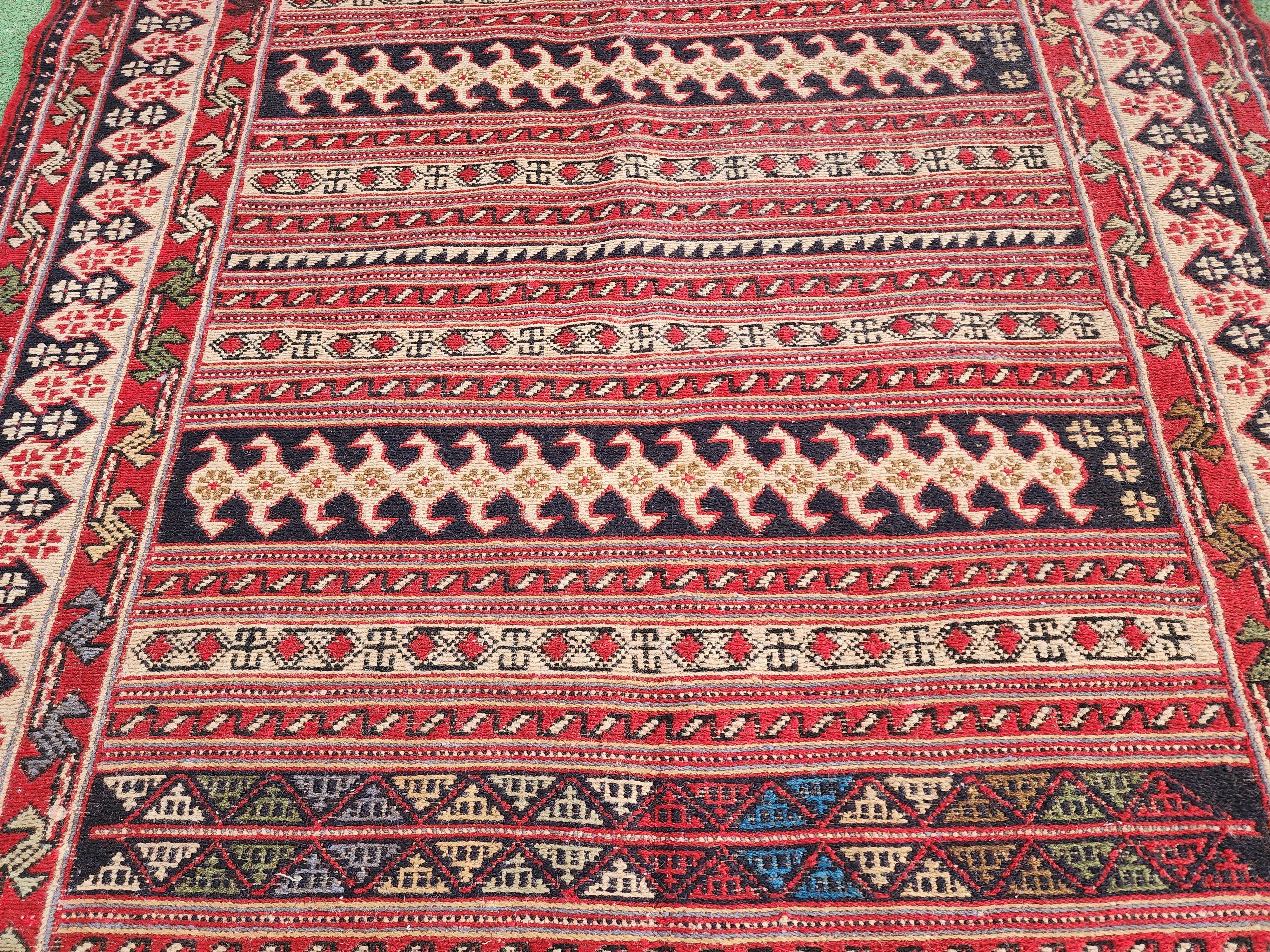 Traditional Rahra Rug with Horizontal Bands, 4 ft 9 in x 3 ft 6 in