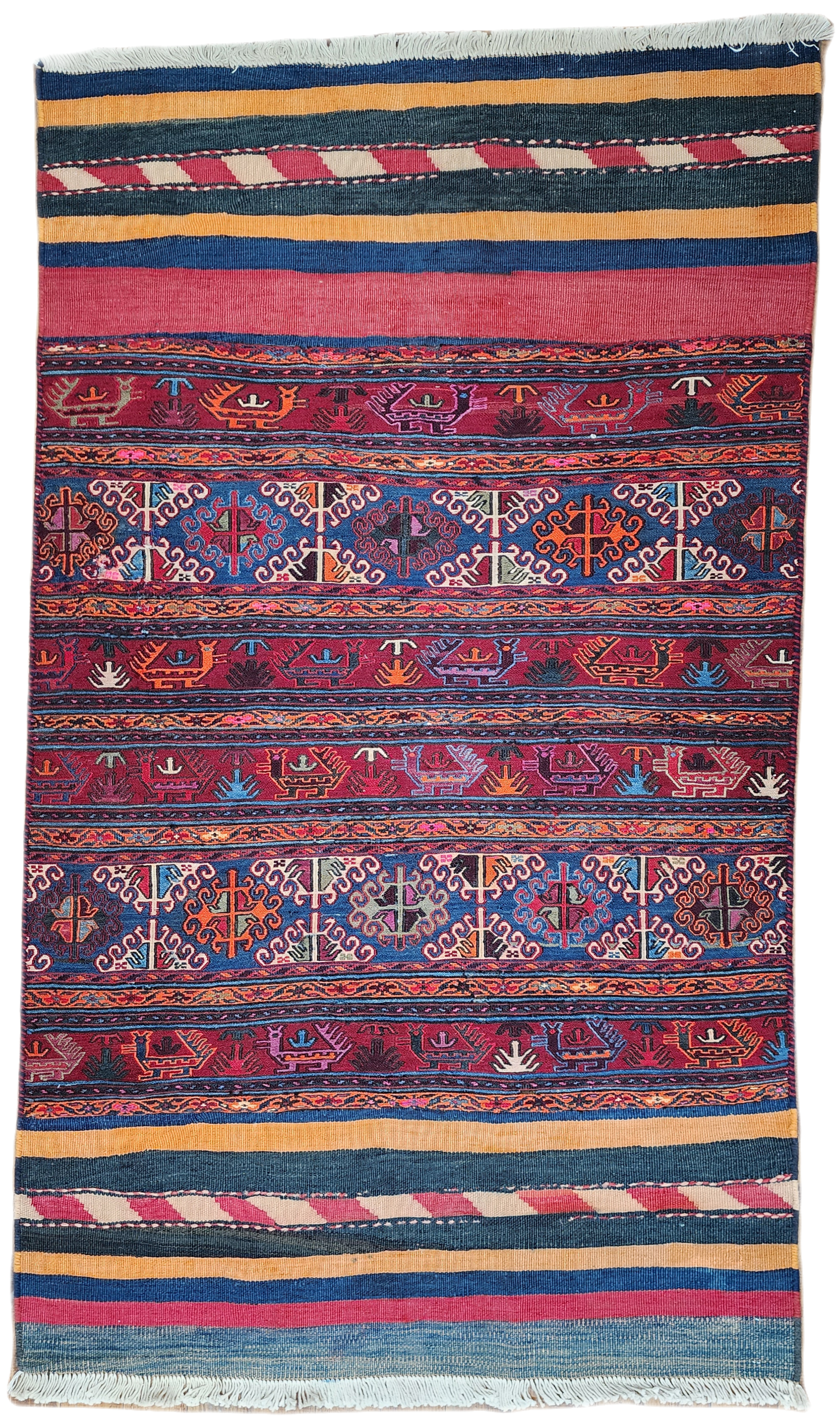 Embroidery Nomadic Besik Rug, 3'5''x4'11''