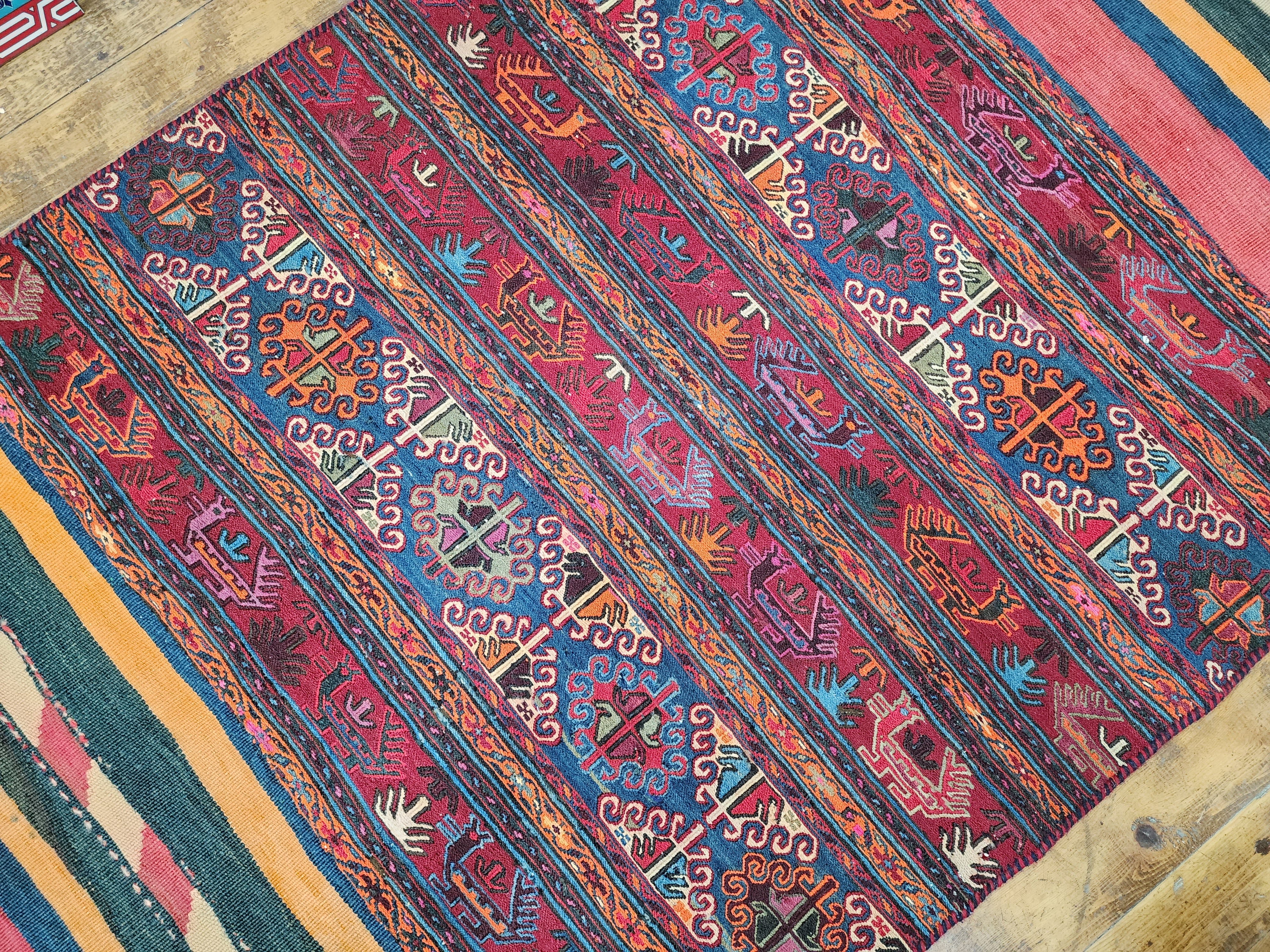 Embroidery Nomadic Besik Rug, 3'5''x4'11''