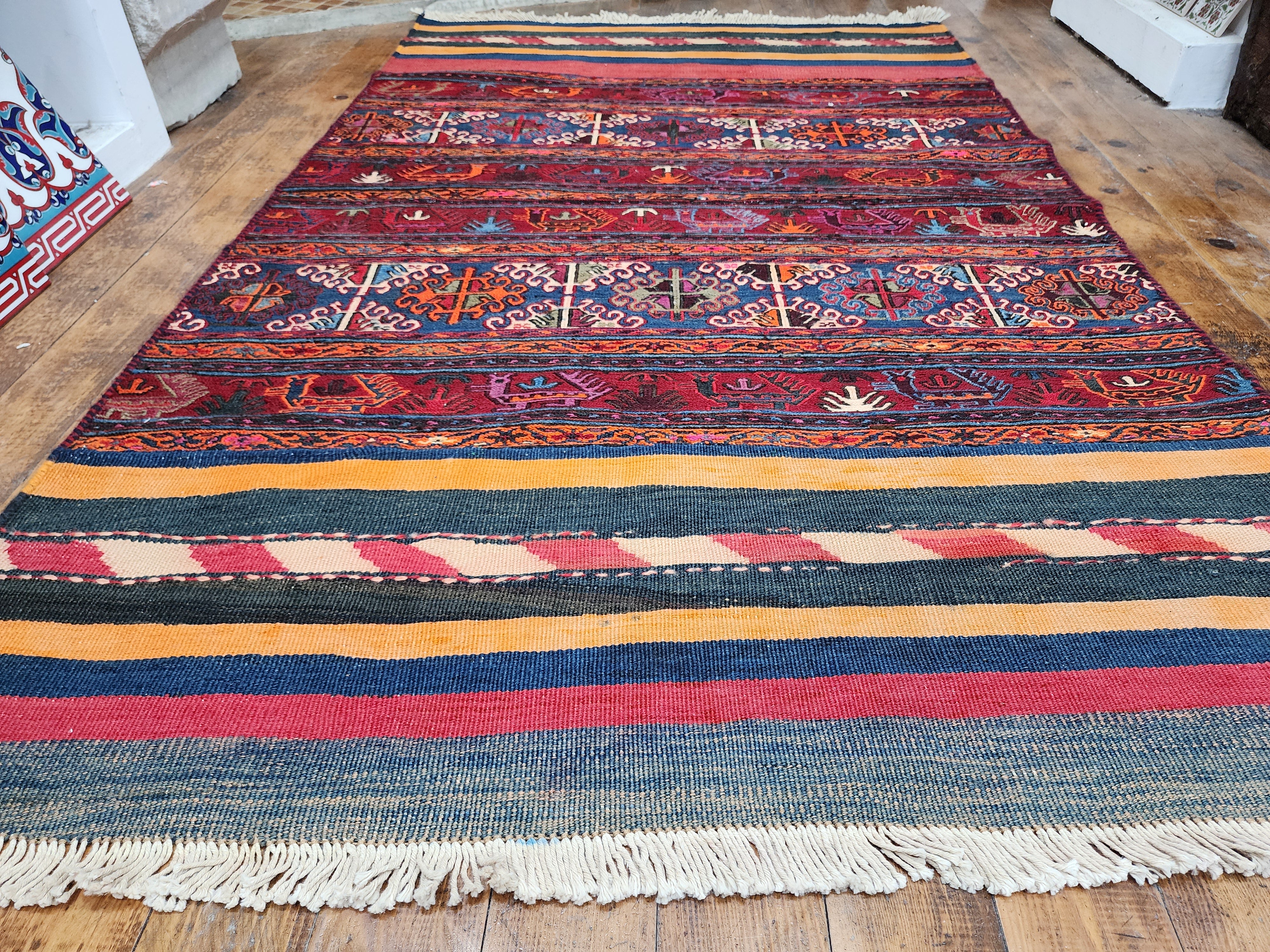 Embroidery Nomadic Besik Rug, 3'5''x4'11''