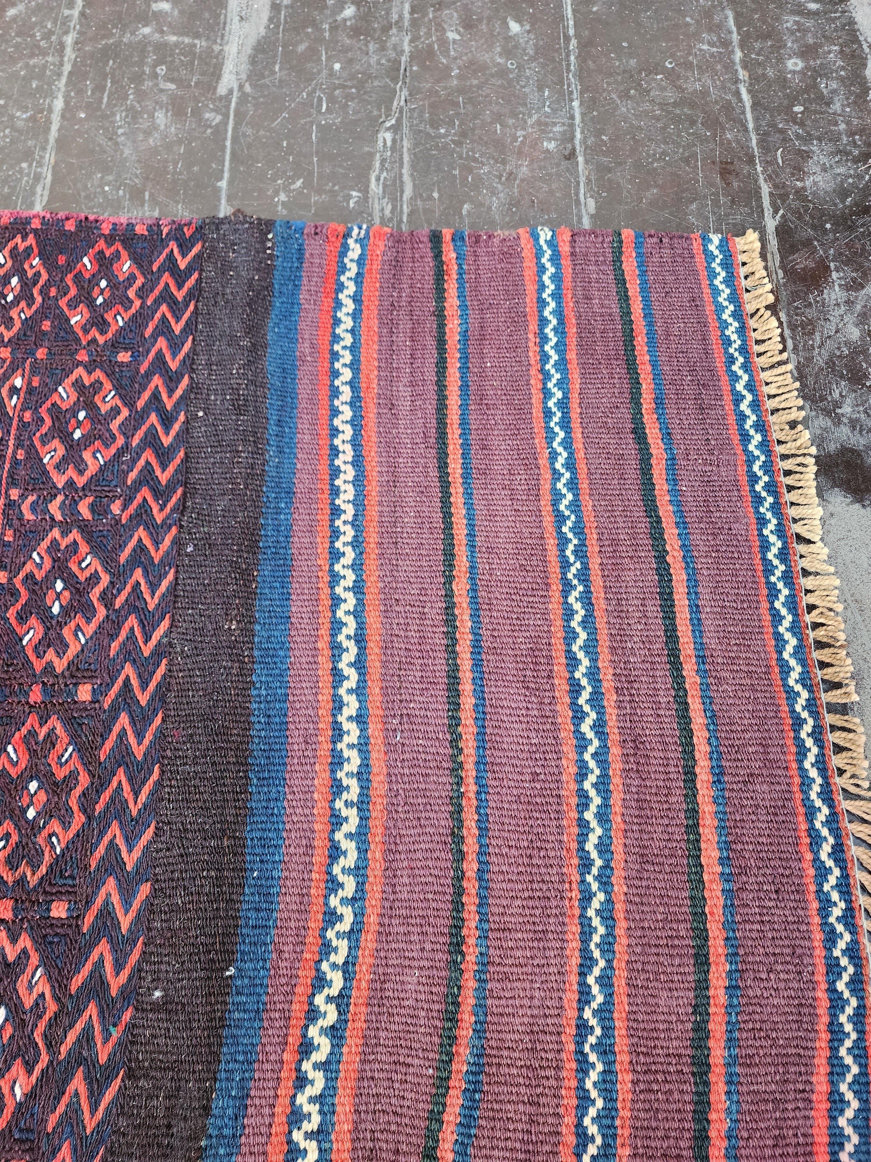vintage Kilim Wool Runner Rug — detail texture