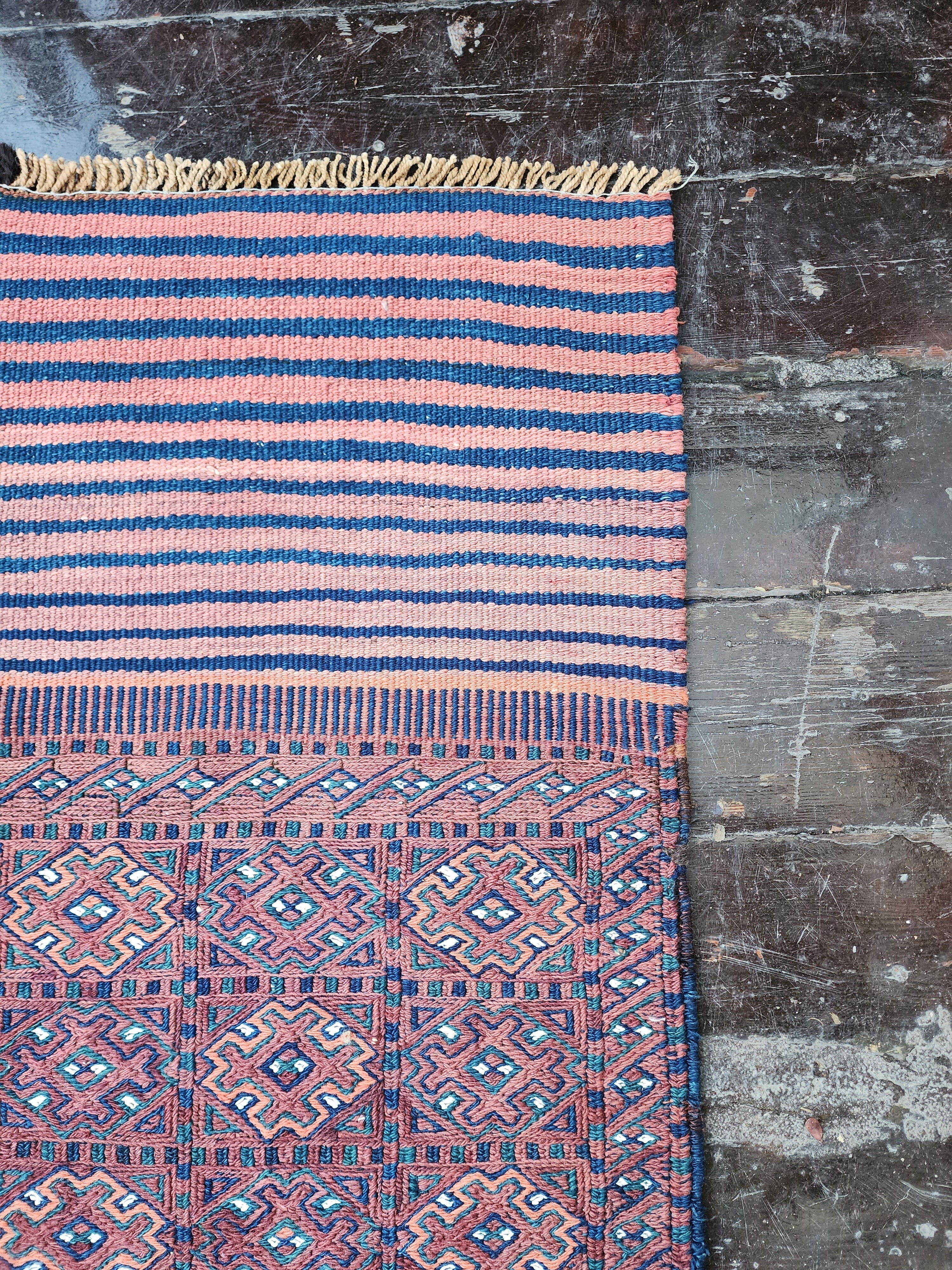 vintage Kilim Wool Runner Rug — pattern close-up