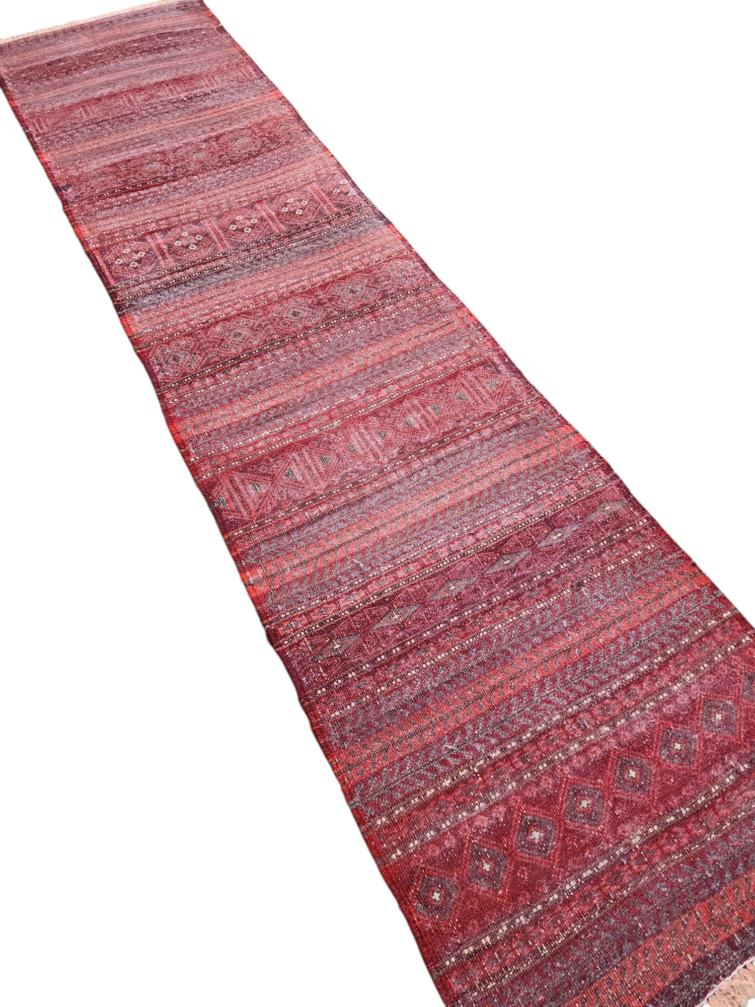 vintage Turkish Runner Rug — back view