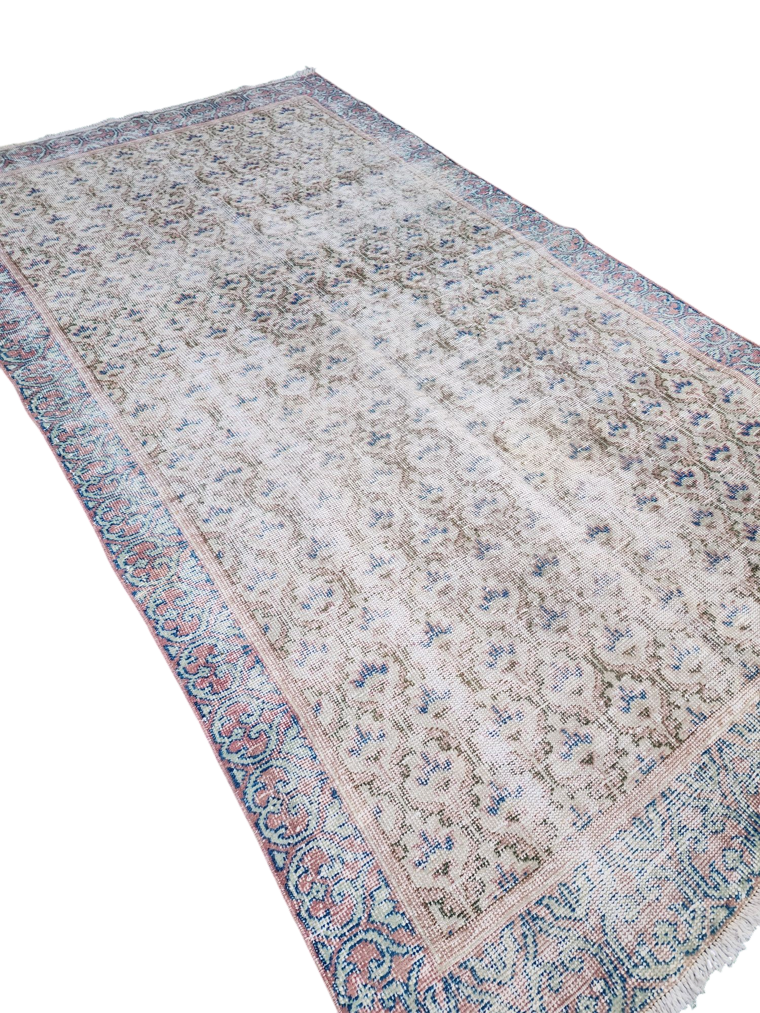 Vintage Persian Rug, 8 ft 10 in x 5 ft 4 in, Large Turkish Rug in Beige Blue and Brown