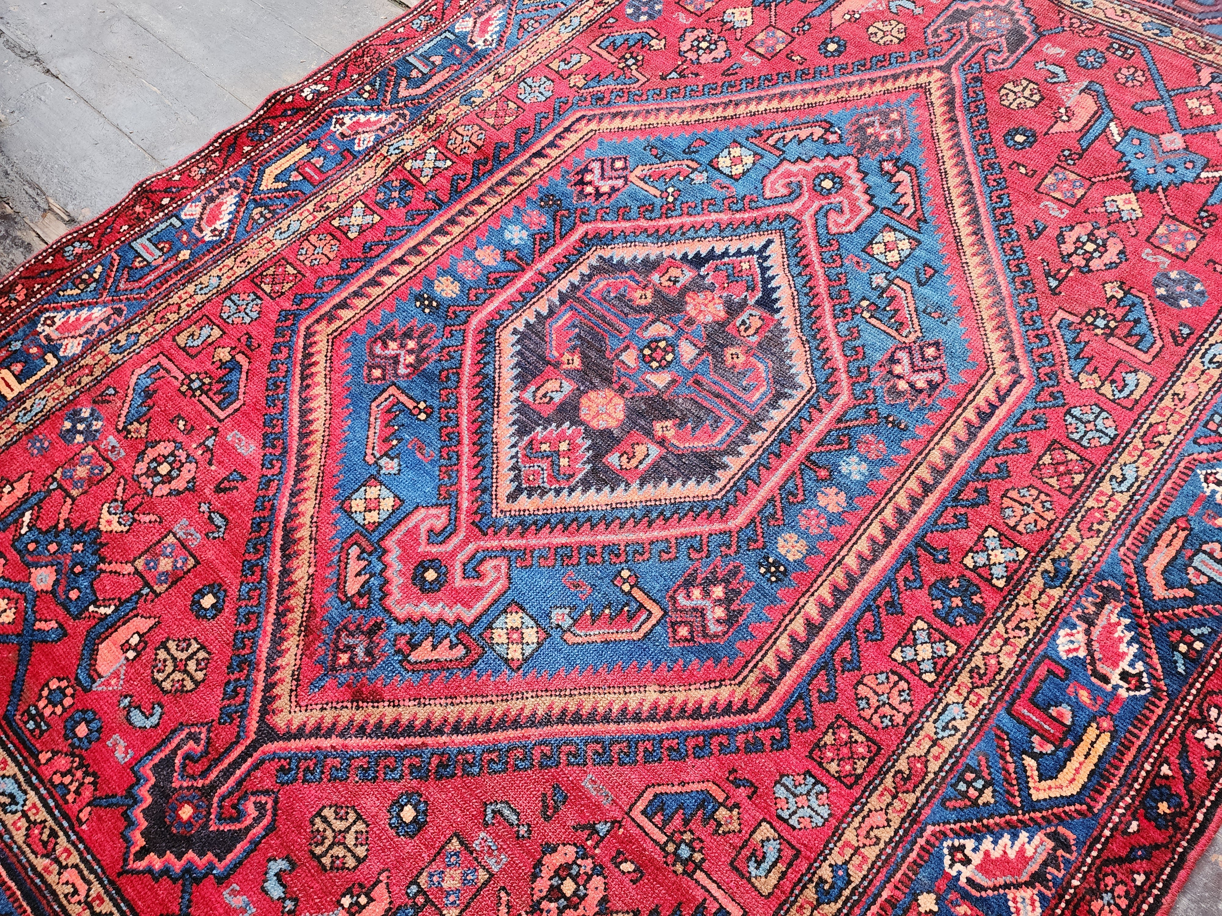 Persian Red and Blue Vintage Rug, 6 ft 6 in x 4 ft 4in