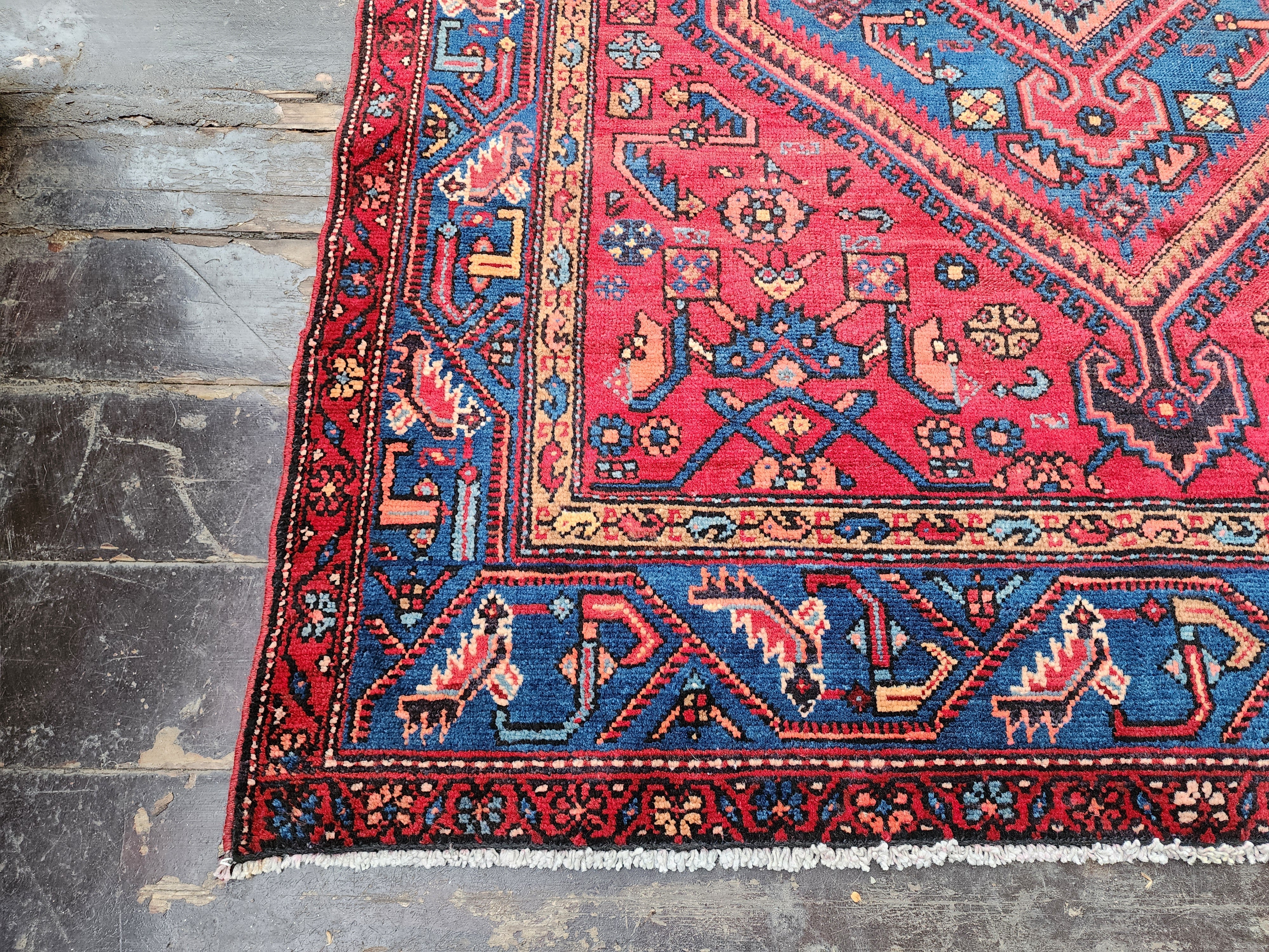 Persian Red and Blue Vintage Rug, 6 ft 6 in x 4 ft 4in