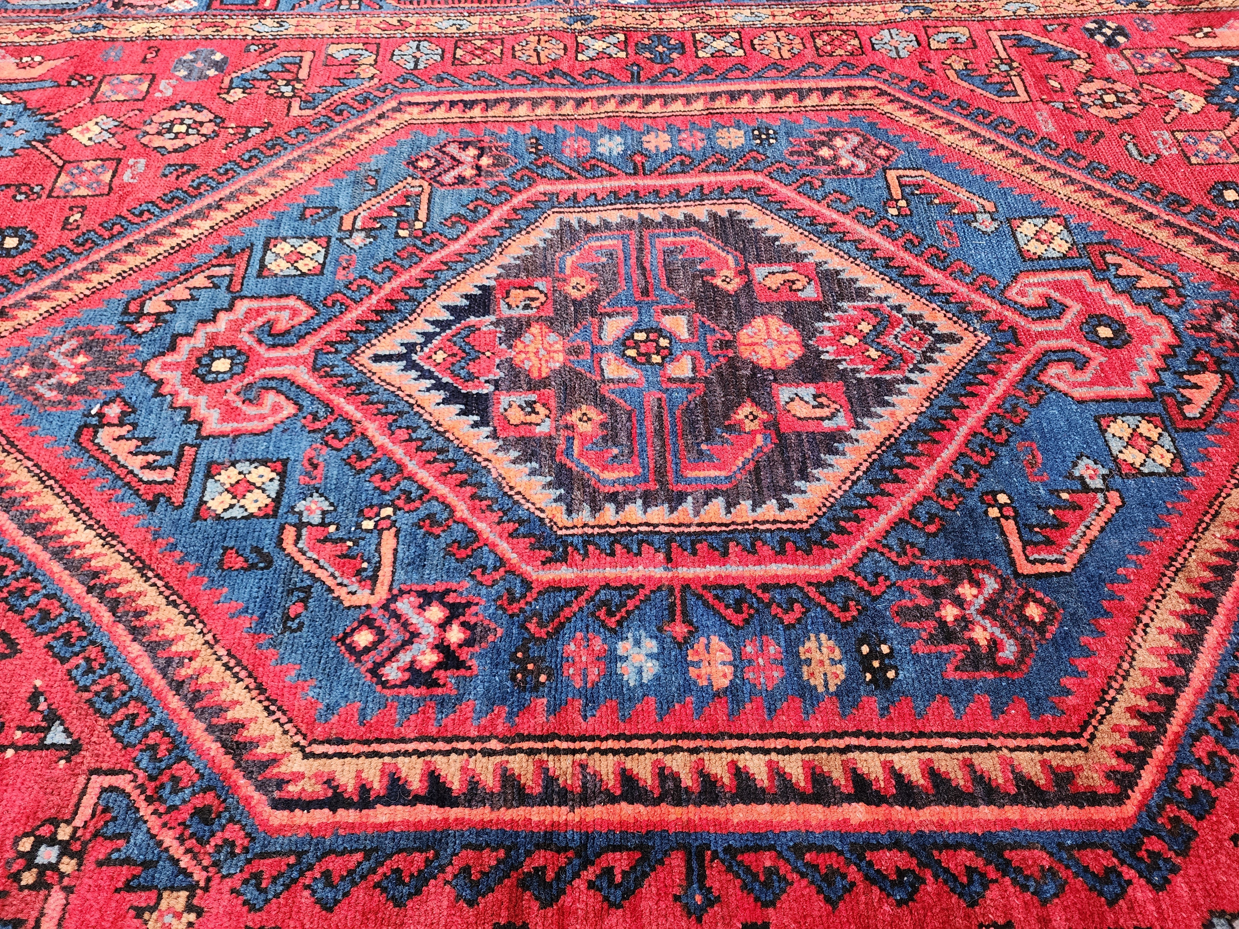 Persian Red and Blue Vintage Rug, 6 ft 6 in x 4 ft 4in