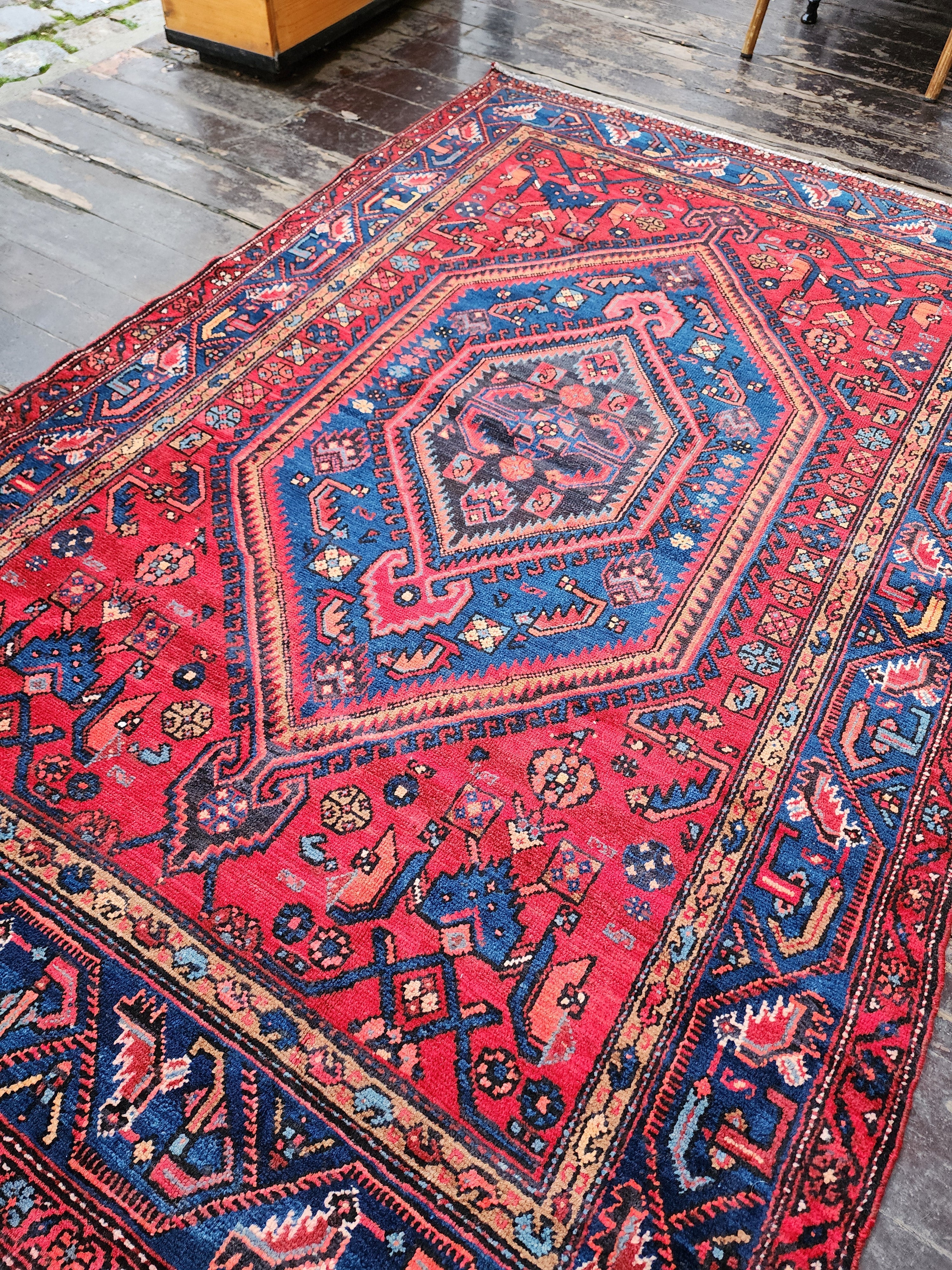 vintage Persian Wool Area Rug — pattern close-up