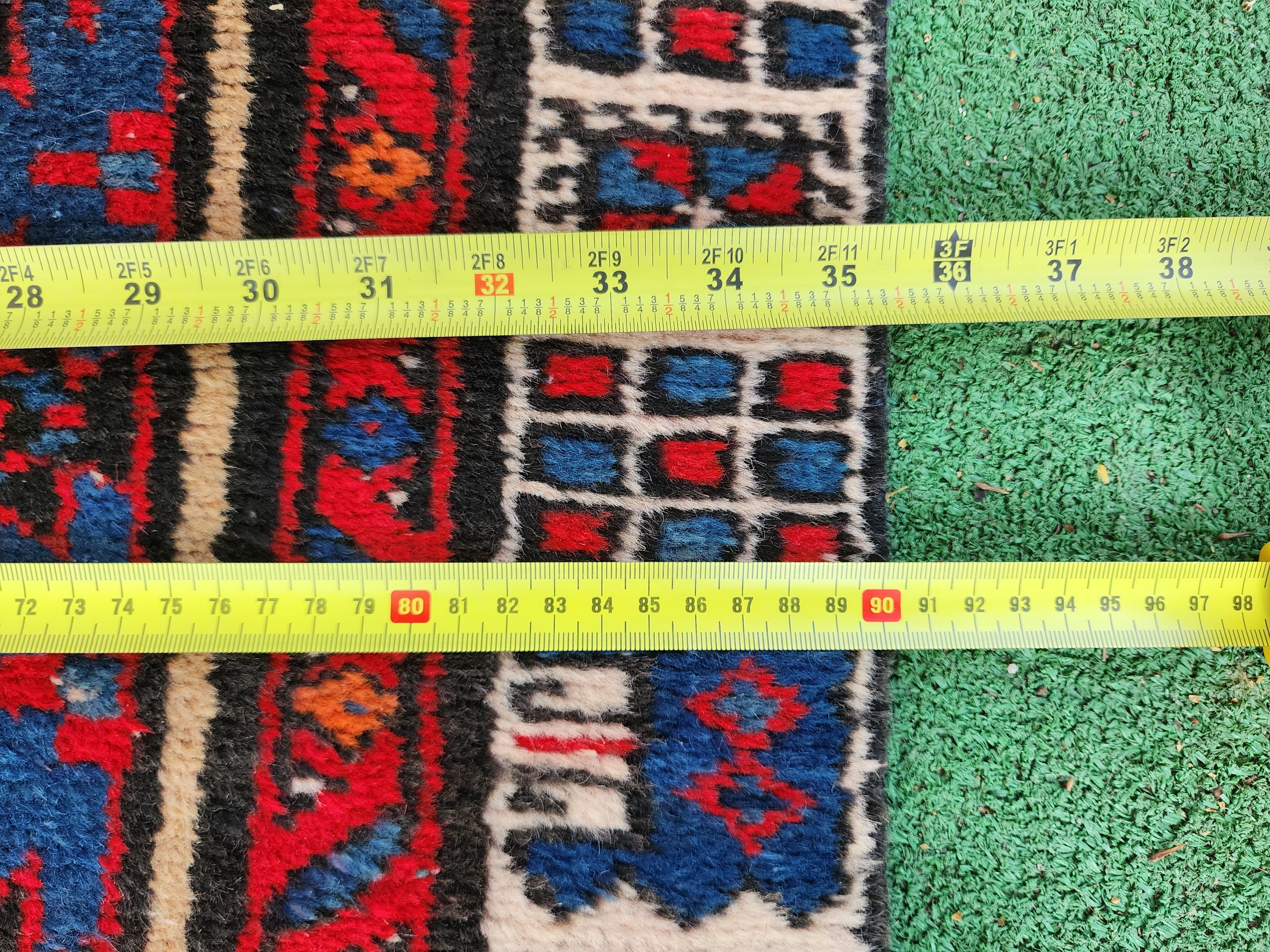 antique Persian Wool Runner Rug — pile detail