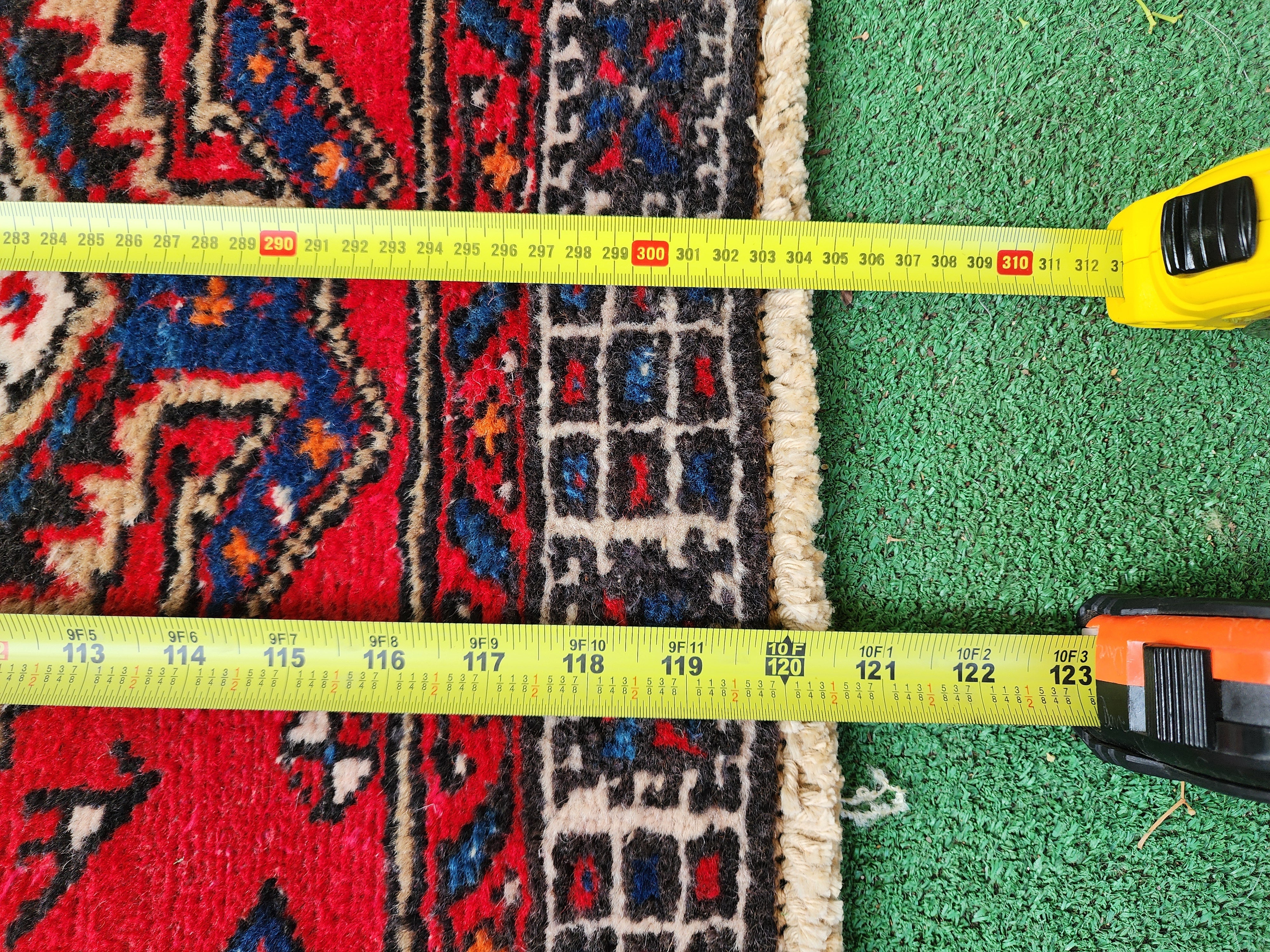 antique Persian Wool Runner Rug — border pattern