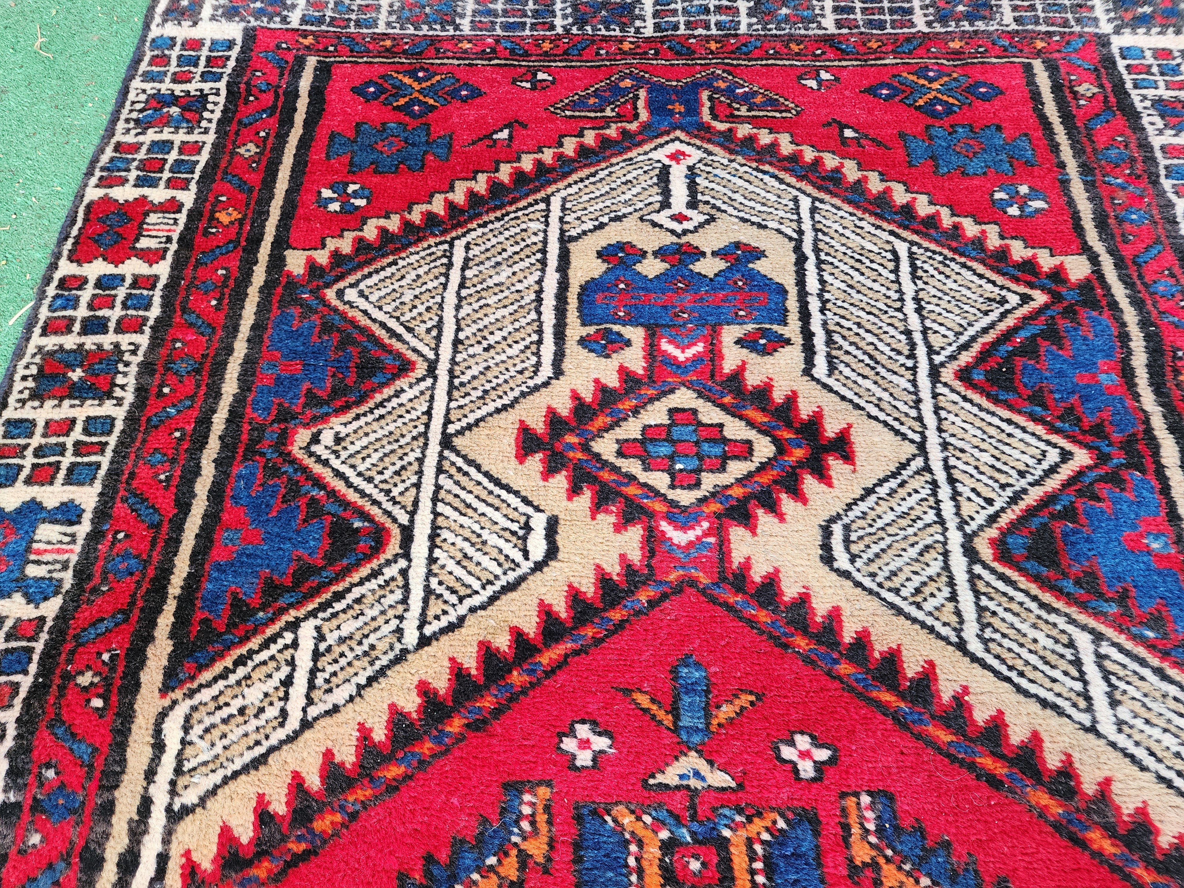 antique Persian Wool Runner Rug — pattern close-up