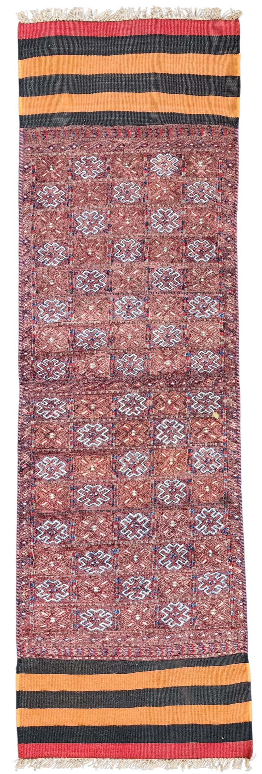 Vintage Kilim Runner Rug 6 x 2 ft Persian Handmade Natural Wool Rug. Boho Rustic Hallway Passage Rug, Embroidered Cicim Turkish Corridor Rug