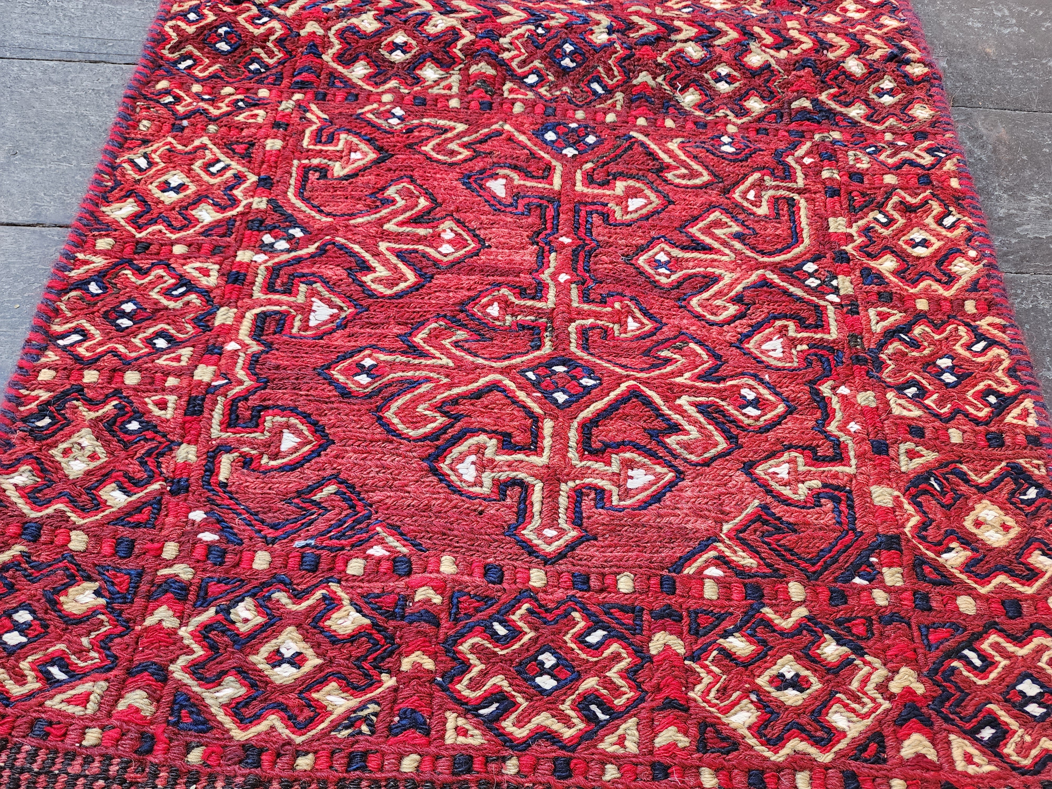 vintage Cicim Wool Runner Rug — pattern close-up