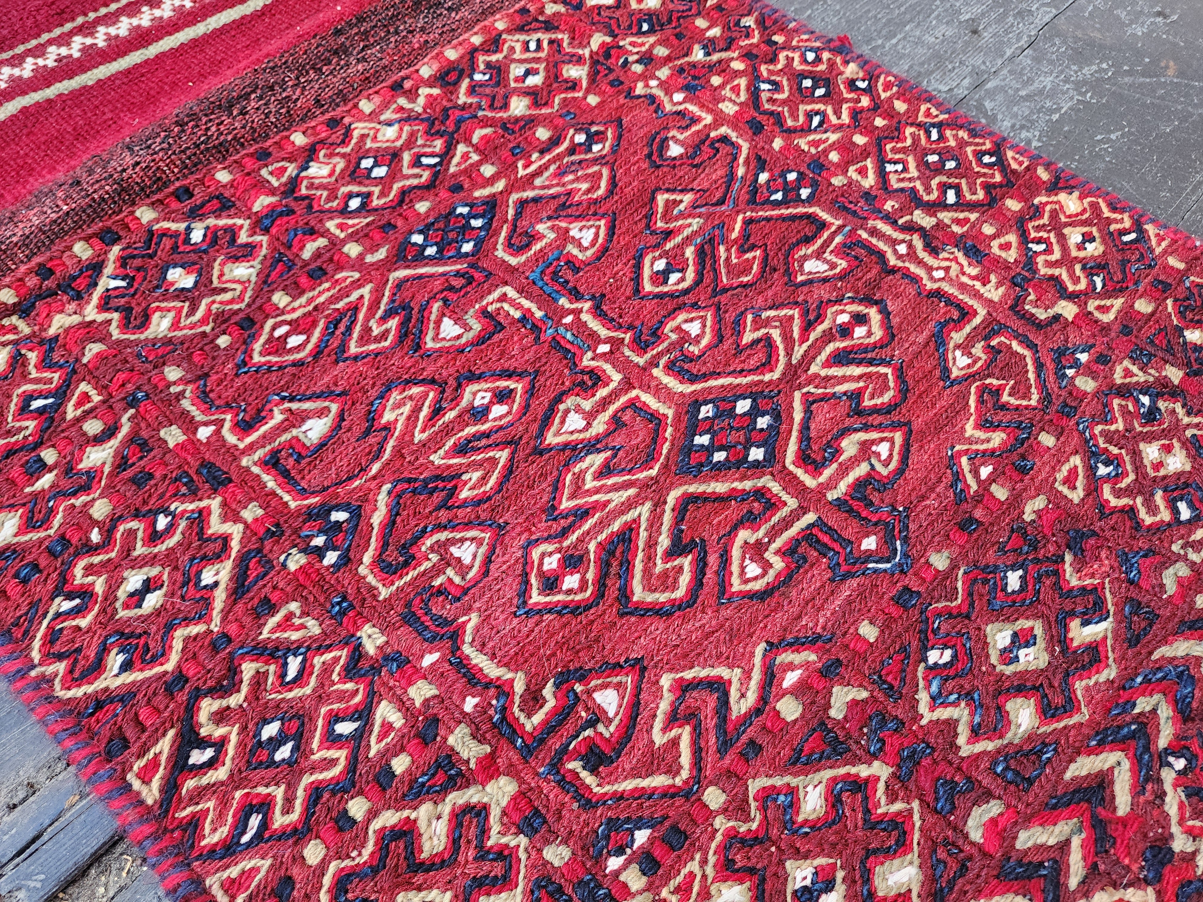 Vintage Kilim Runner Rug 6 x 2 ft Persian Handmade Natural Wool Rug. Boho Rustic Hallway Passage Rug, Embroidered Cicim Turkish Corridor Rug