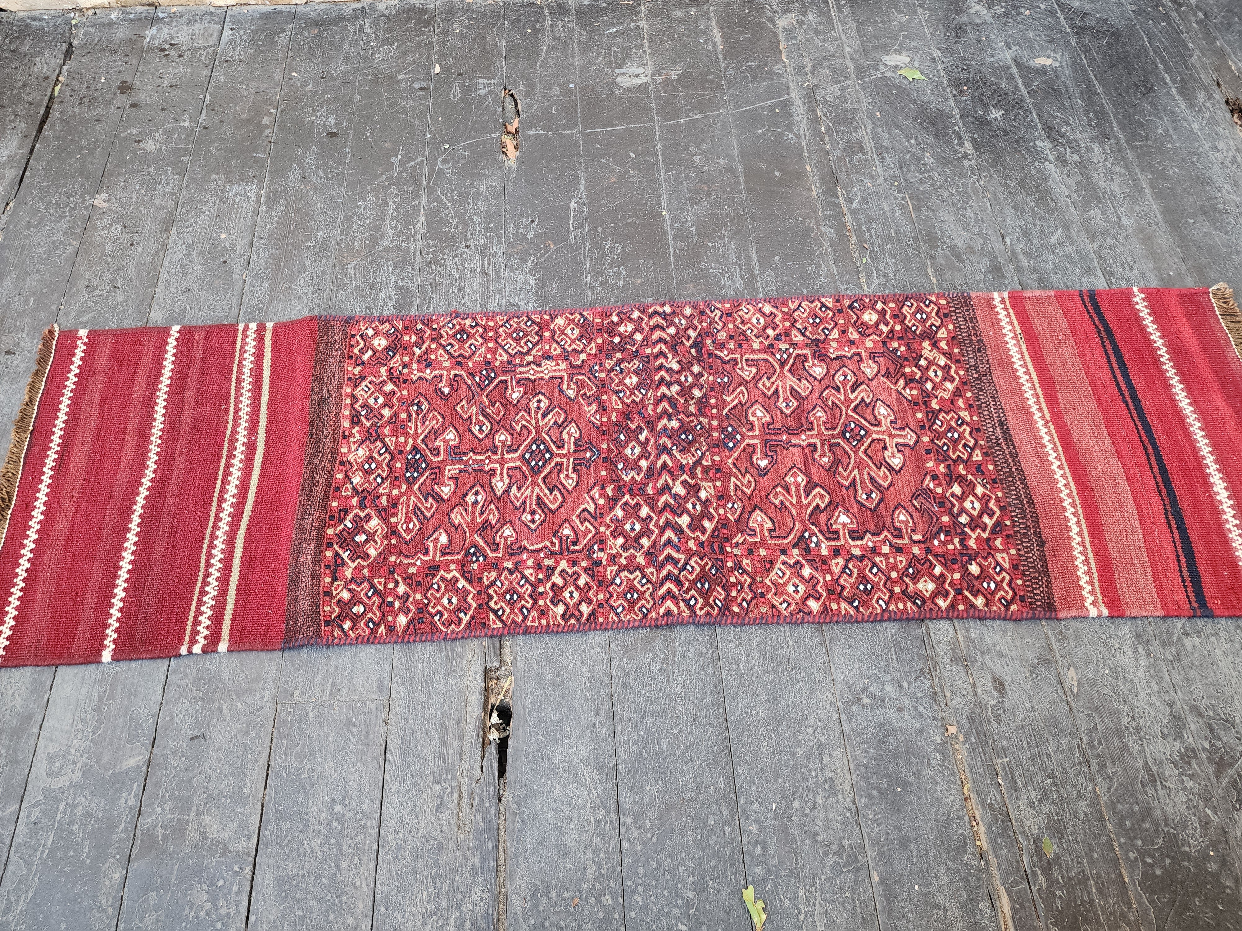 vintage Cicim Wool Runner Rug — border pattern