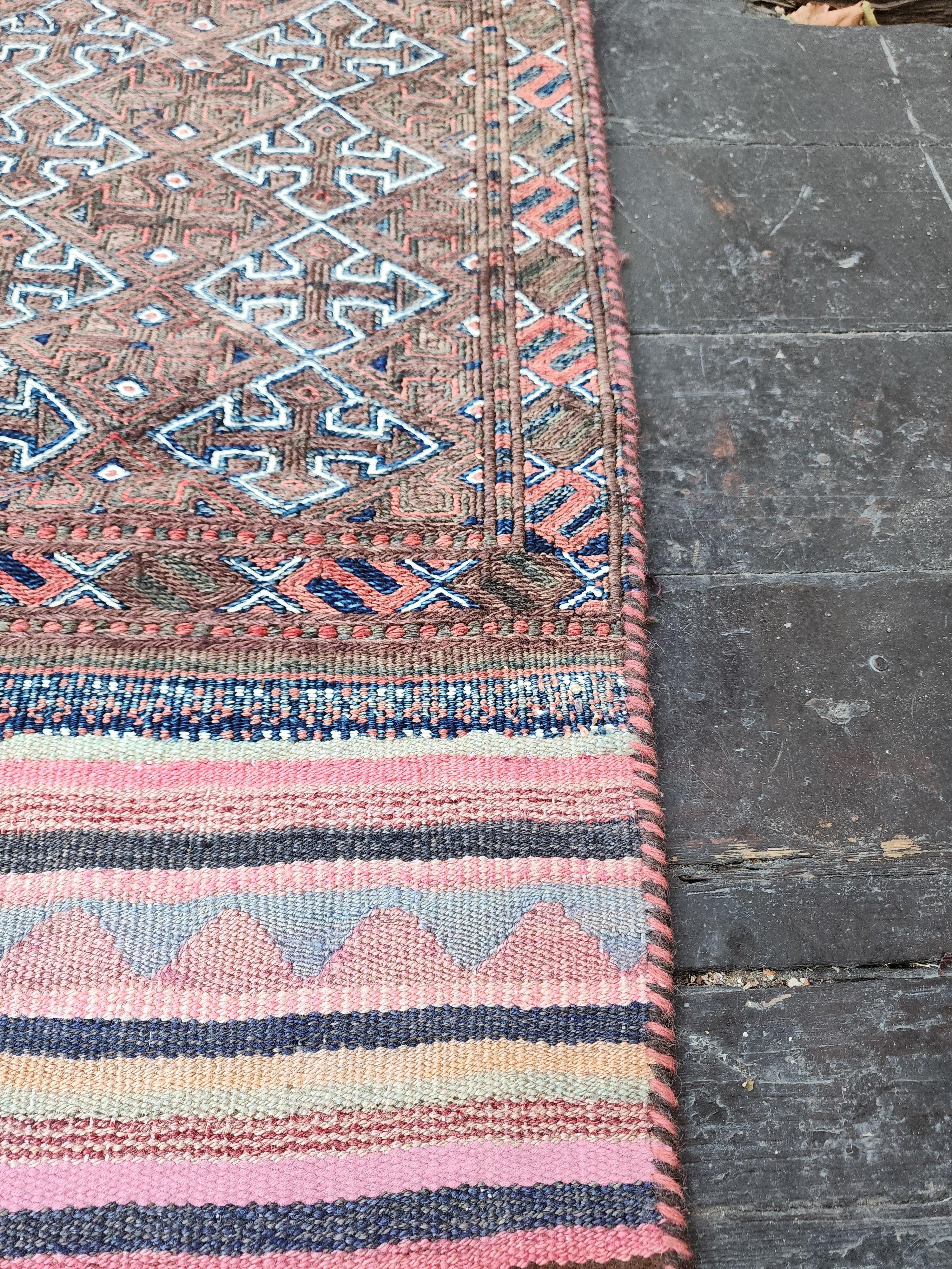 vintage Kilim Wool Runner Rug — styled view