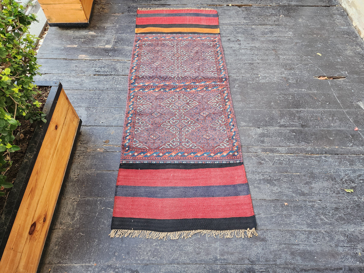 vintage Kilim Wool Runner Rug — pattern close-up