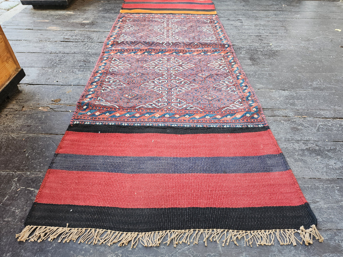 vintage Kilim Wool Runner Rug — colour close-up
