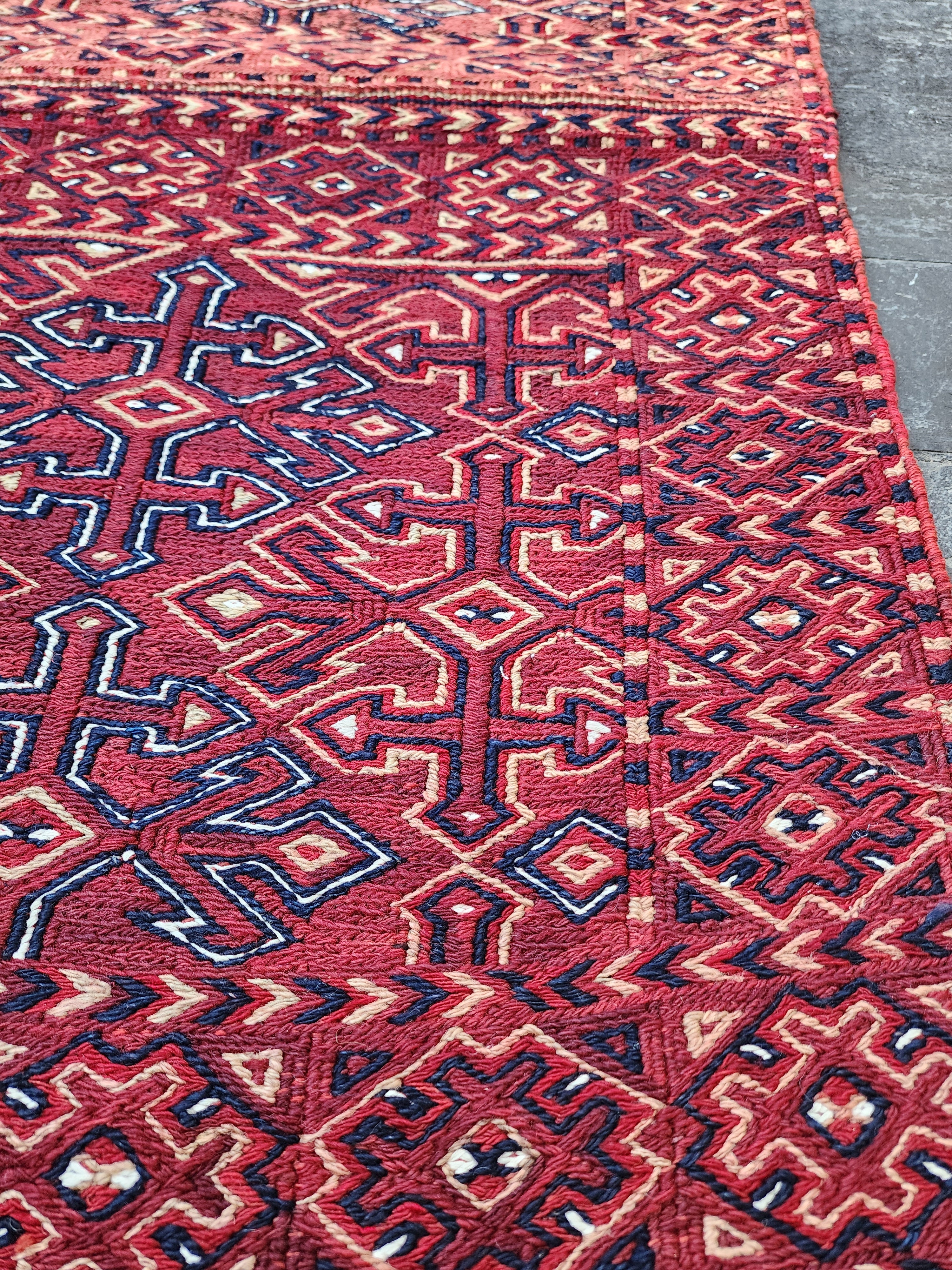 Vintage Persian Kilim Runner Rug, 6 ft 7 in x 2 ft 3 in, Pink, Red, and Off-White Vintage Turkish Rug Handmade from Natural Wool