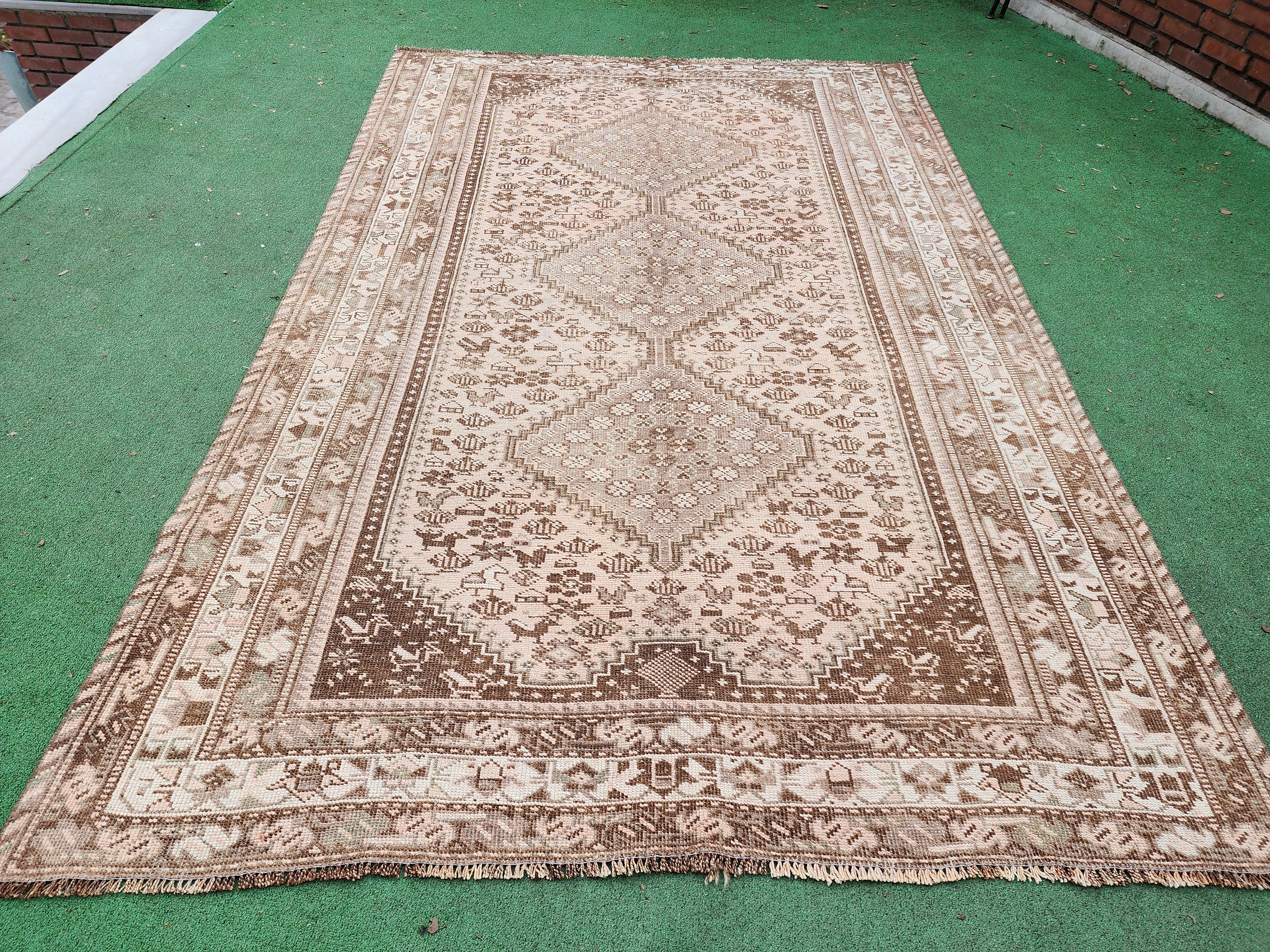 vintage Anatolian Wool Large Area Rug — detail texture