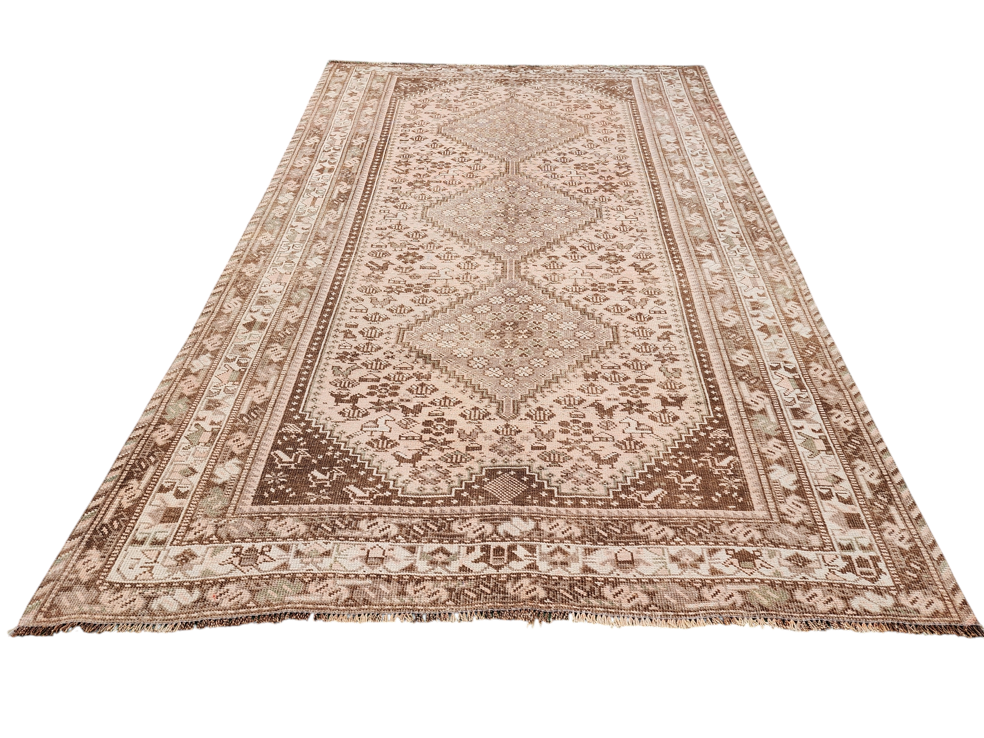 vintage Anatolian Wool Large Area Rug — back view