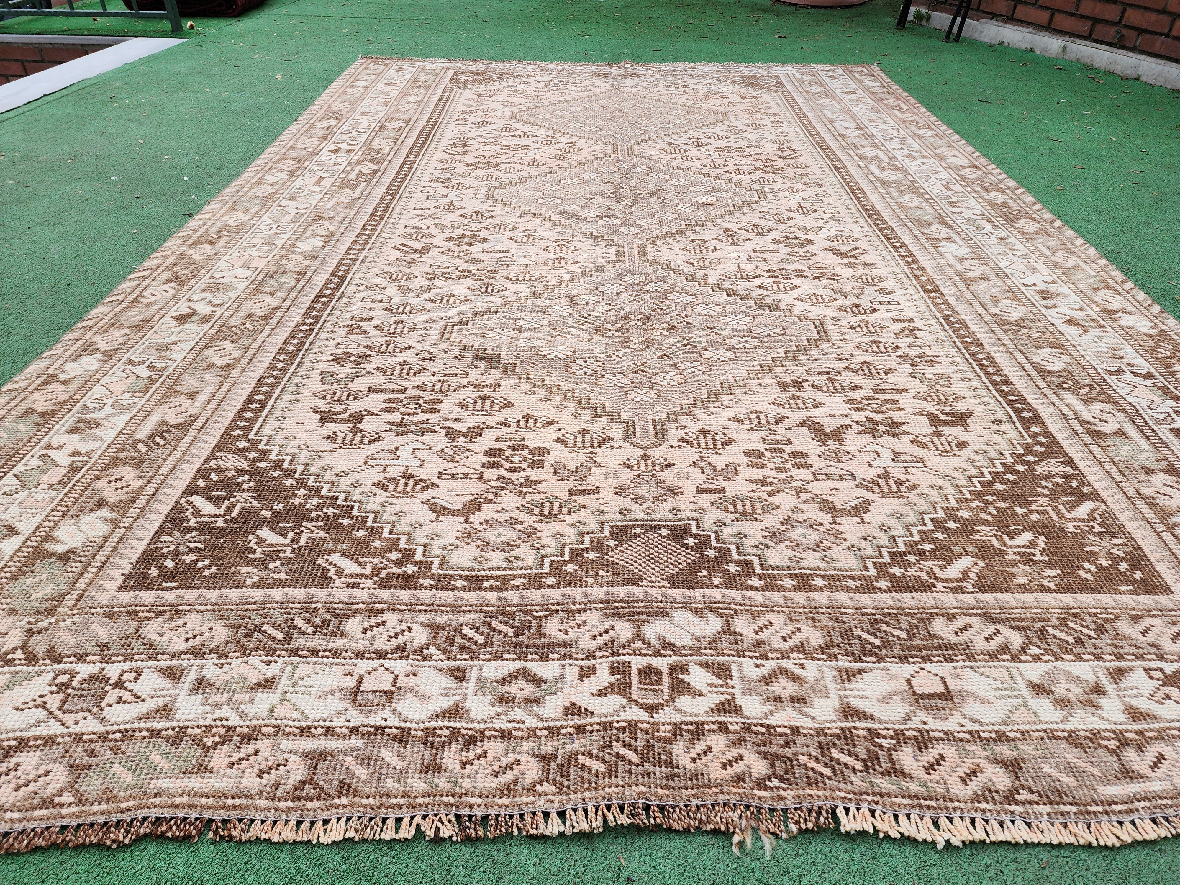vintage Anatolian Wool Large Area Rug — styled view