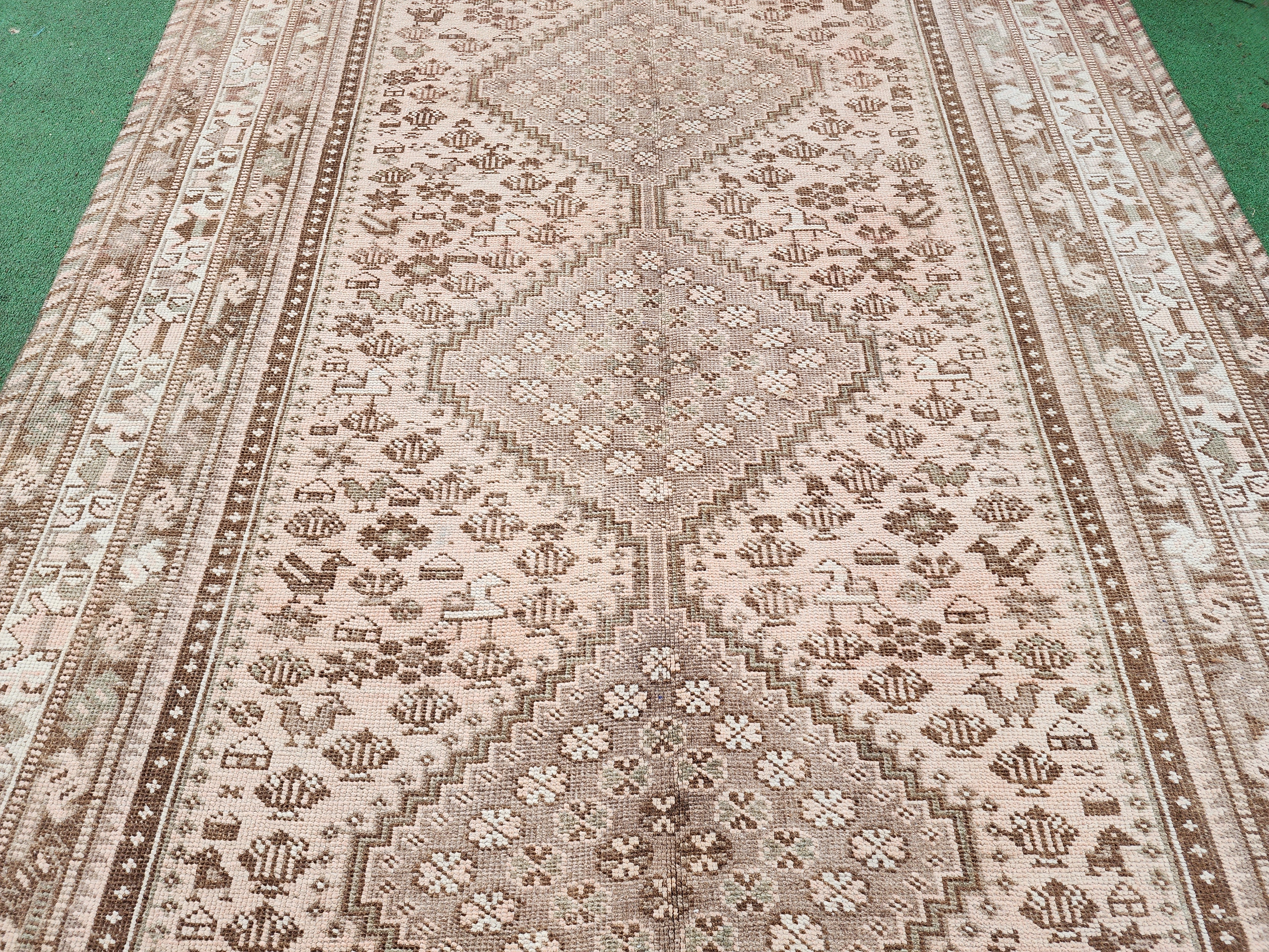 vintage Anatolian Wool Large Area Rug — pattern close-up