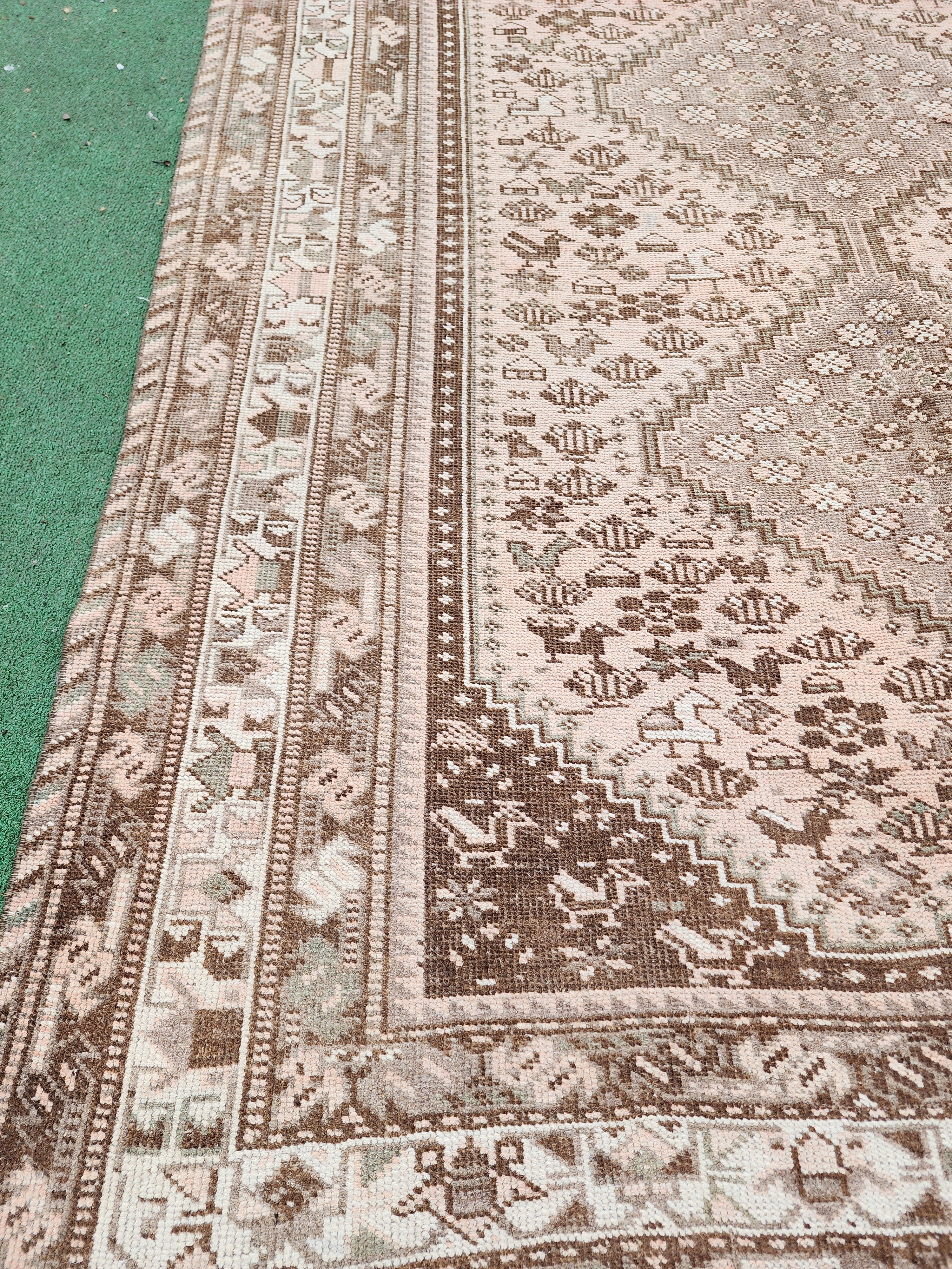 vintage Anatolian Wool Large Area Rug — corner detail