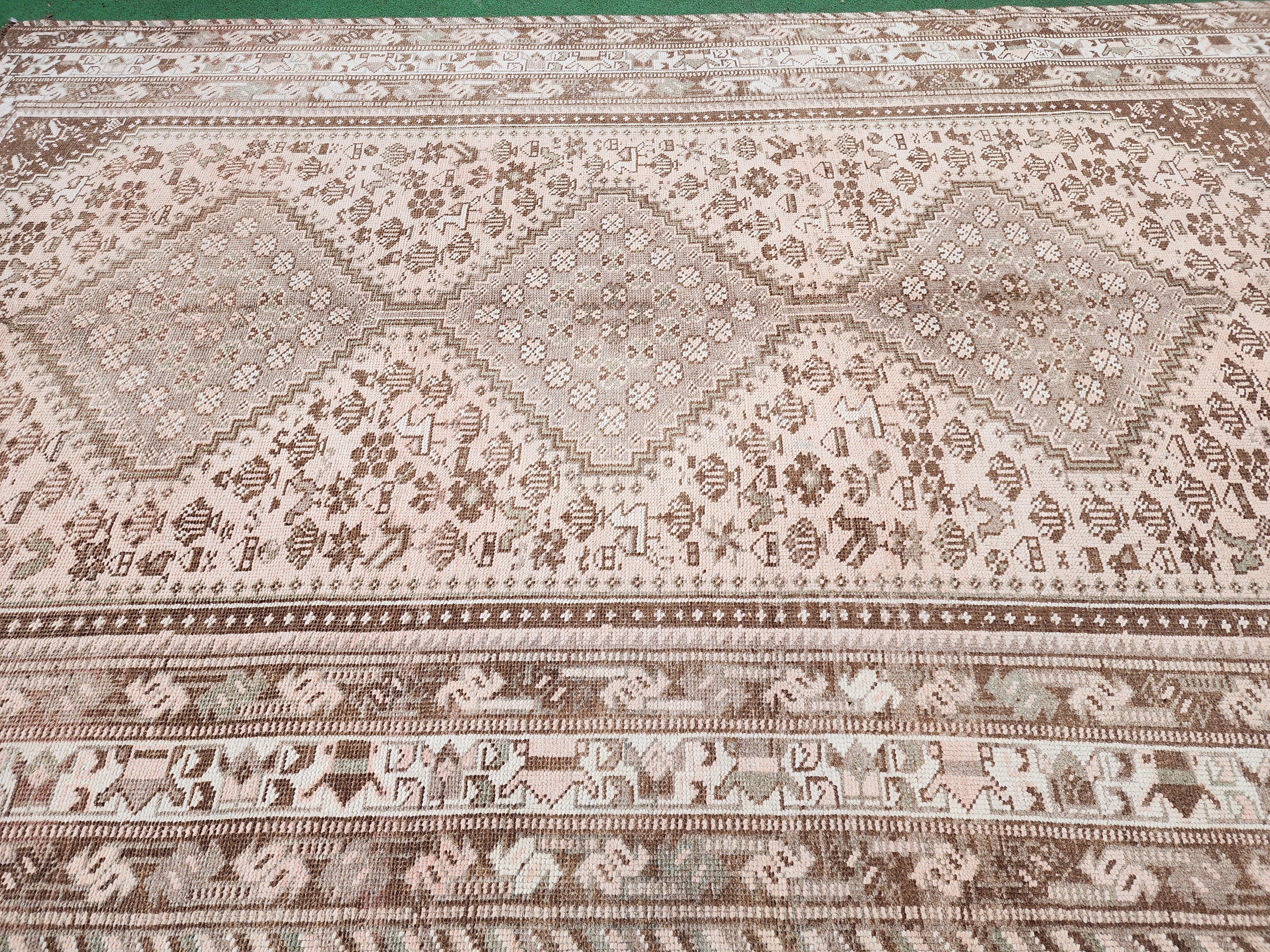 vintage Anatolian Wool Large Area Rug — border pattern