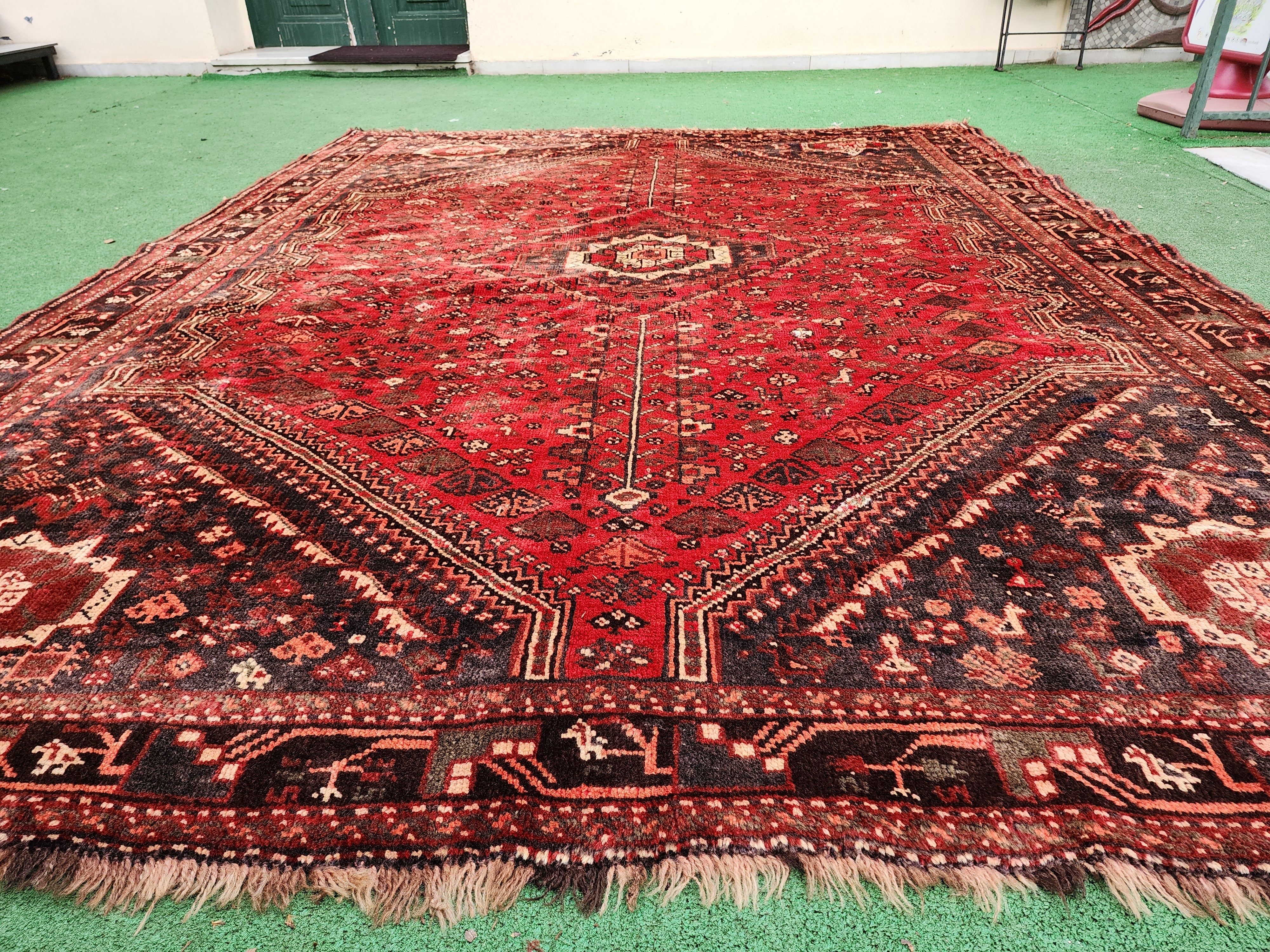 vintage Persian Large Area Rug — corner detail
