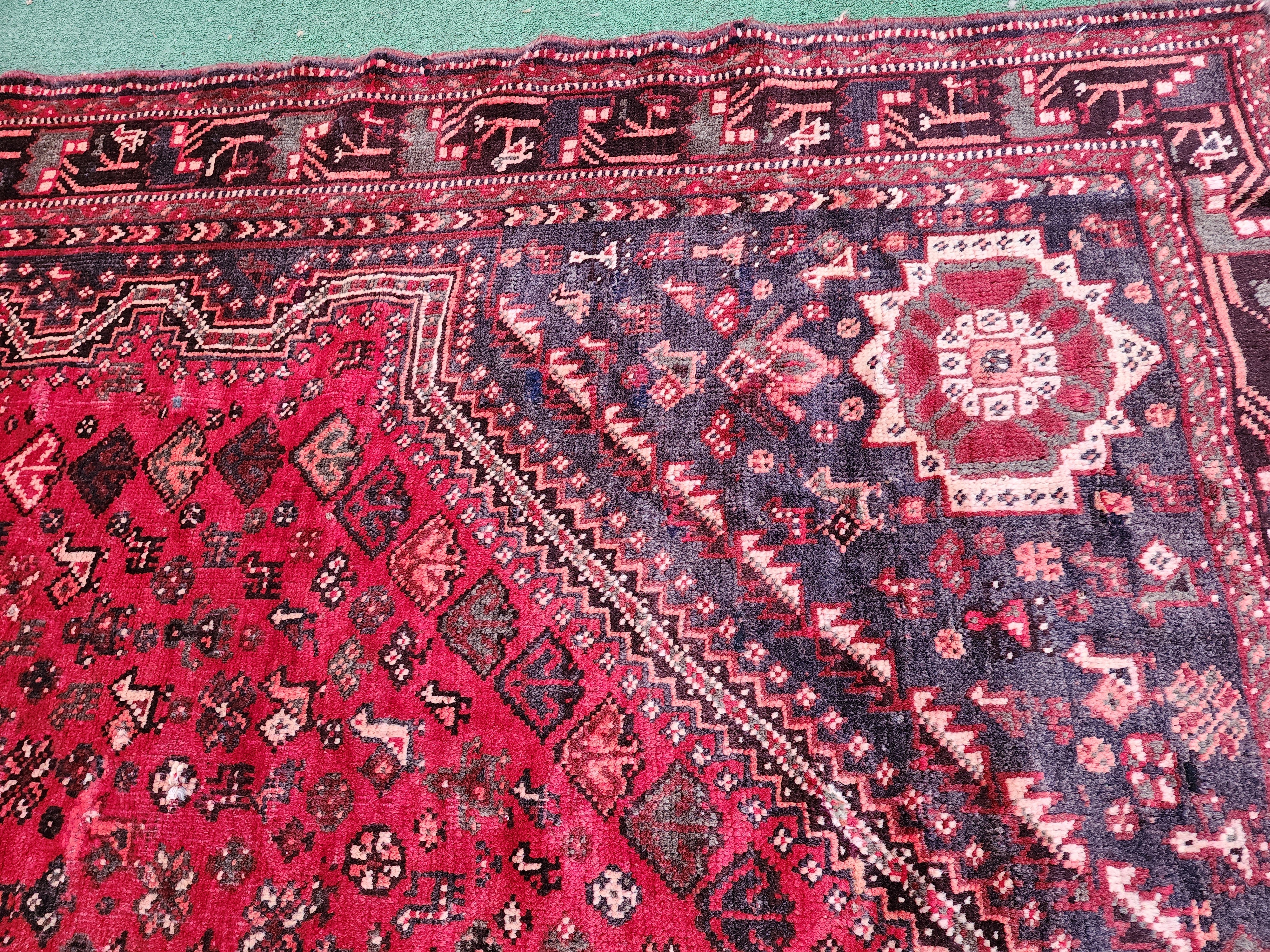 vintage Persian Large Area Rug — edge weave