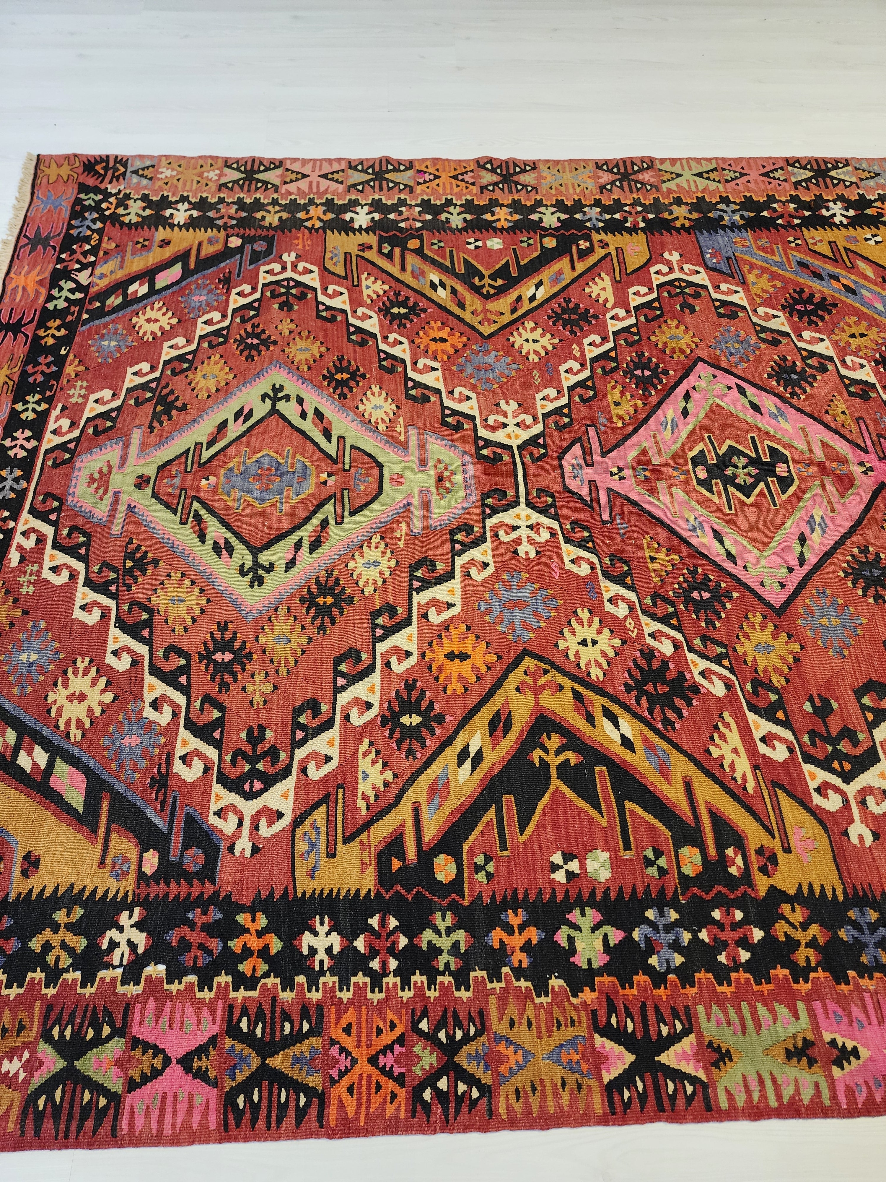 vintage Anatolian Wool Area Rug — styled view