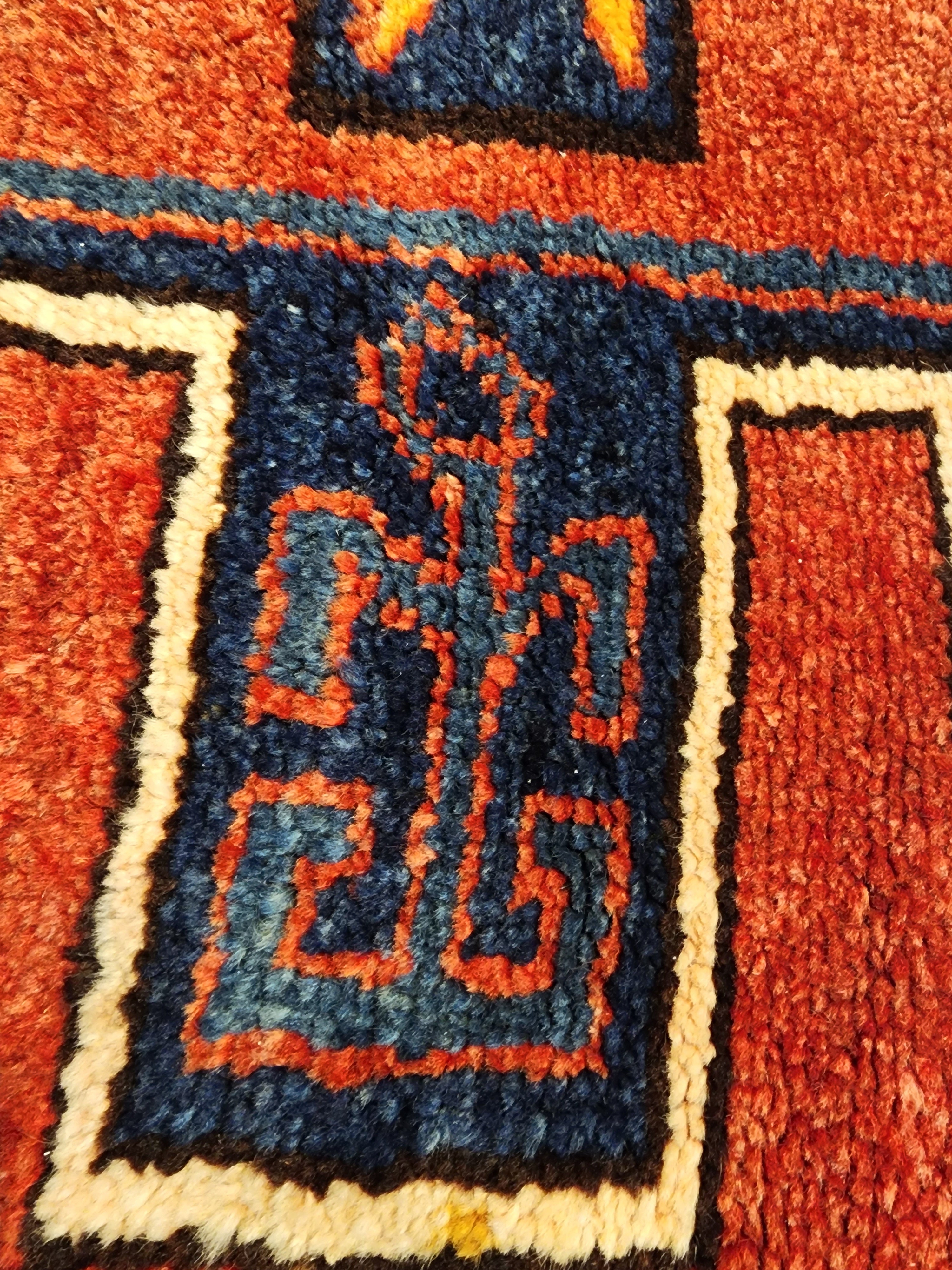 Wide Hallway Turkish Herki Rug 11 x 4 ft Red Blue Boho Rustic Persian Corridor Floor Rug, Vintage Natural Wool Passage Lounge Kitchen Rug