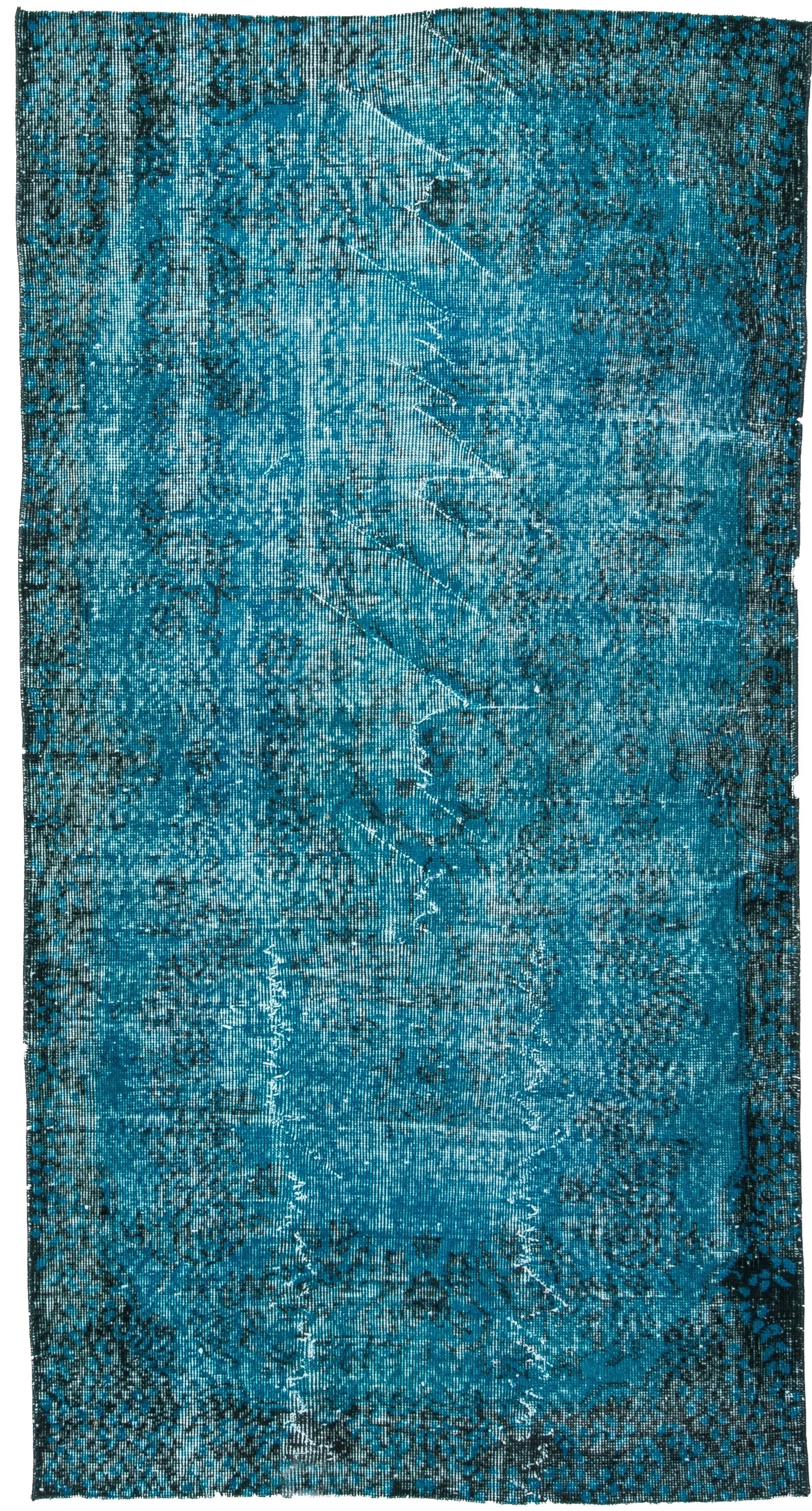 Alfombra vintage teñida con decoración rústica para el hogar de 7'3" x 3''