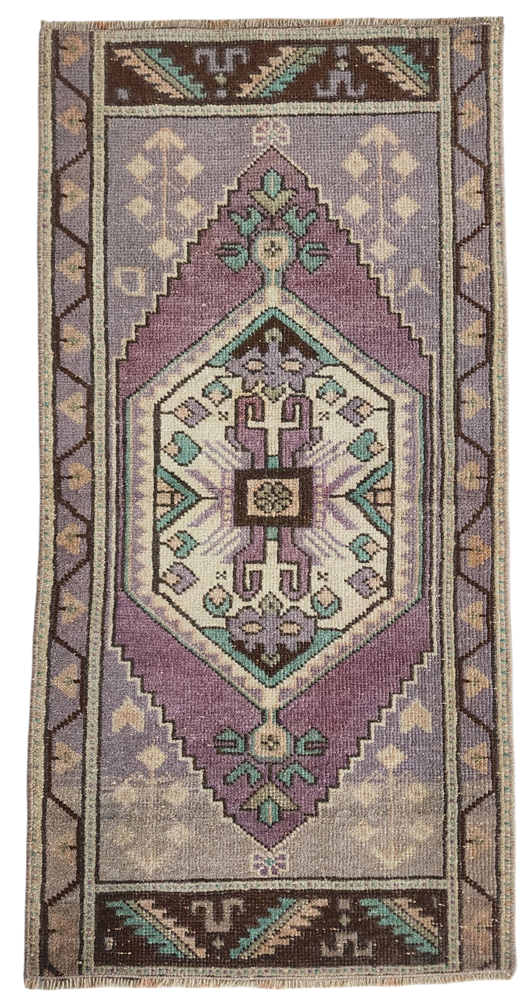 Vintage Rug with Unique Color Palette, 3'3''x1'9''