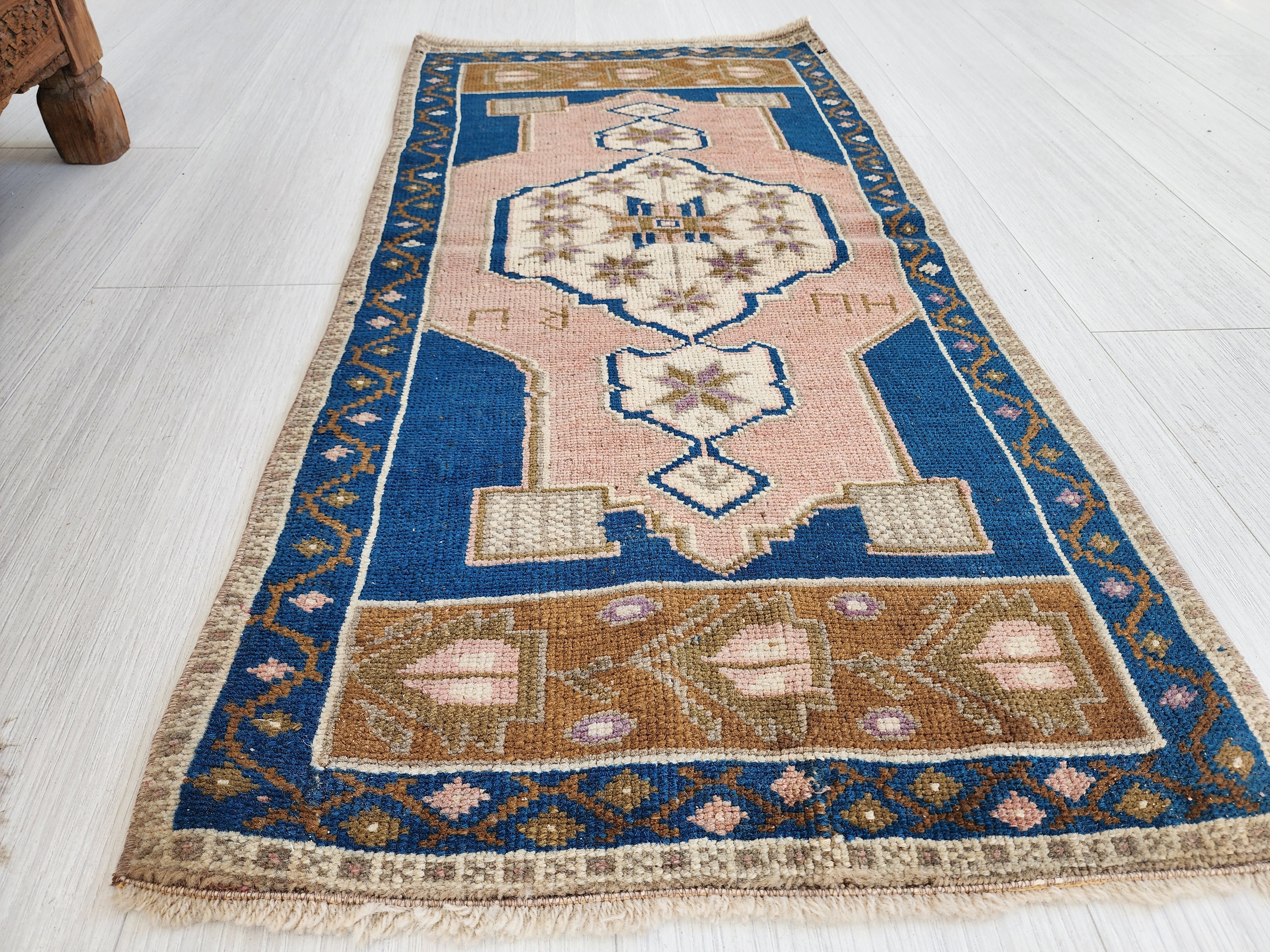 antique Turkish Runner Rug — detail texture