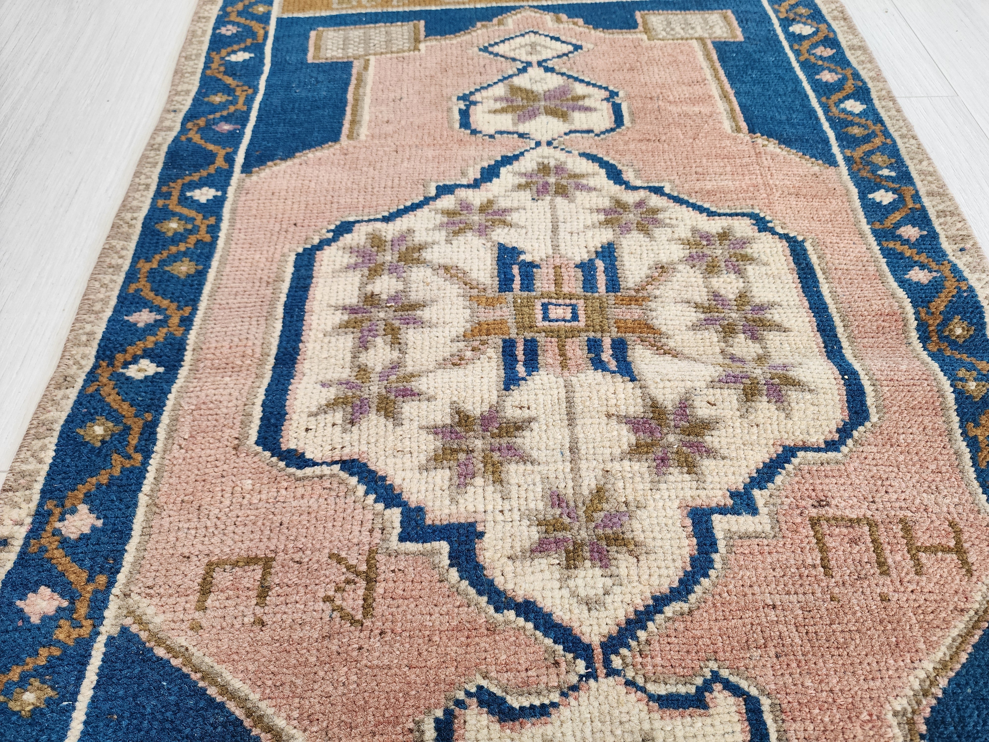 antique Turkish Runner Rug — pattern close-up