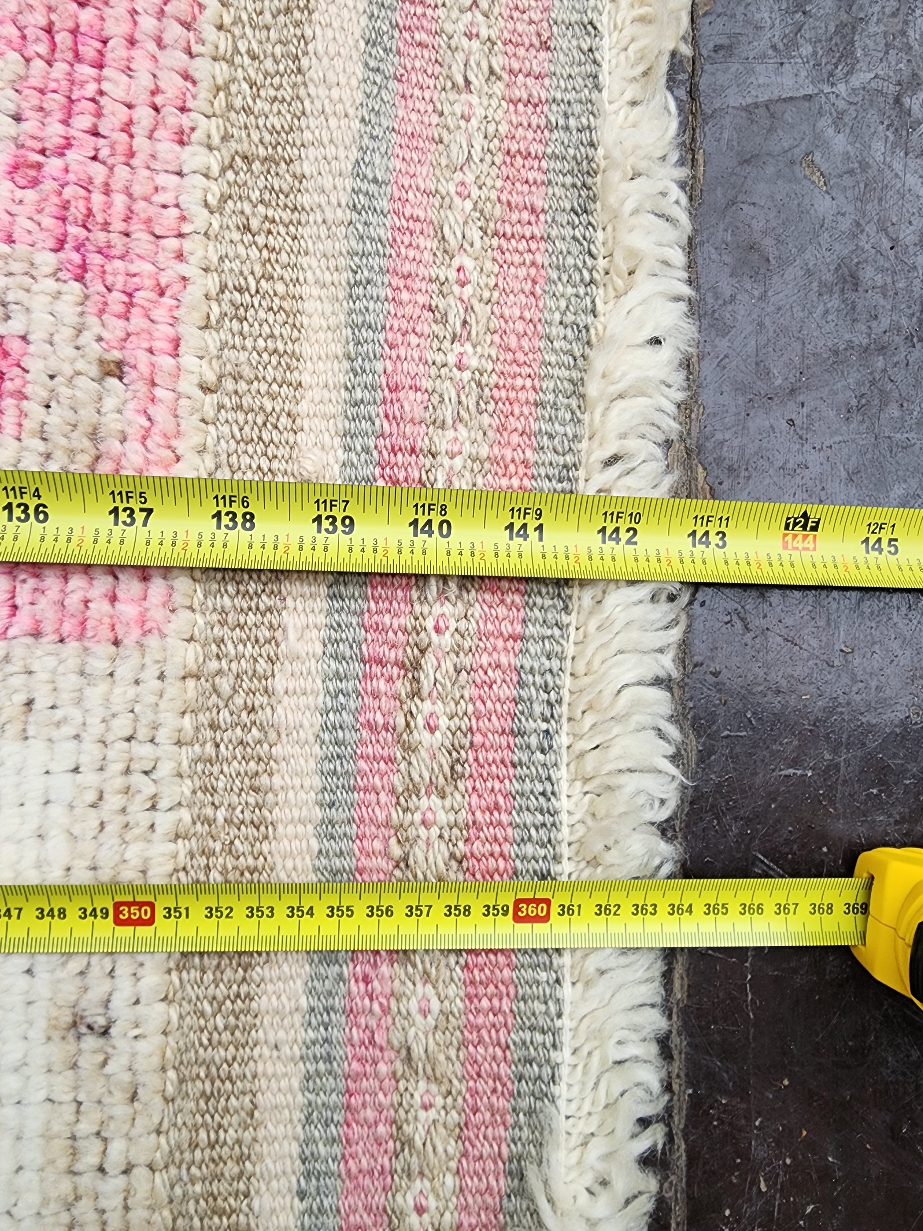 Tapis de couloir Oushak turc pâle 11'10''x3'3''