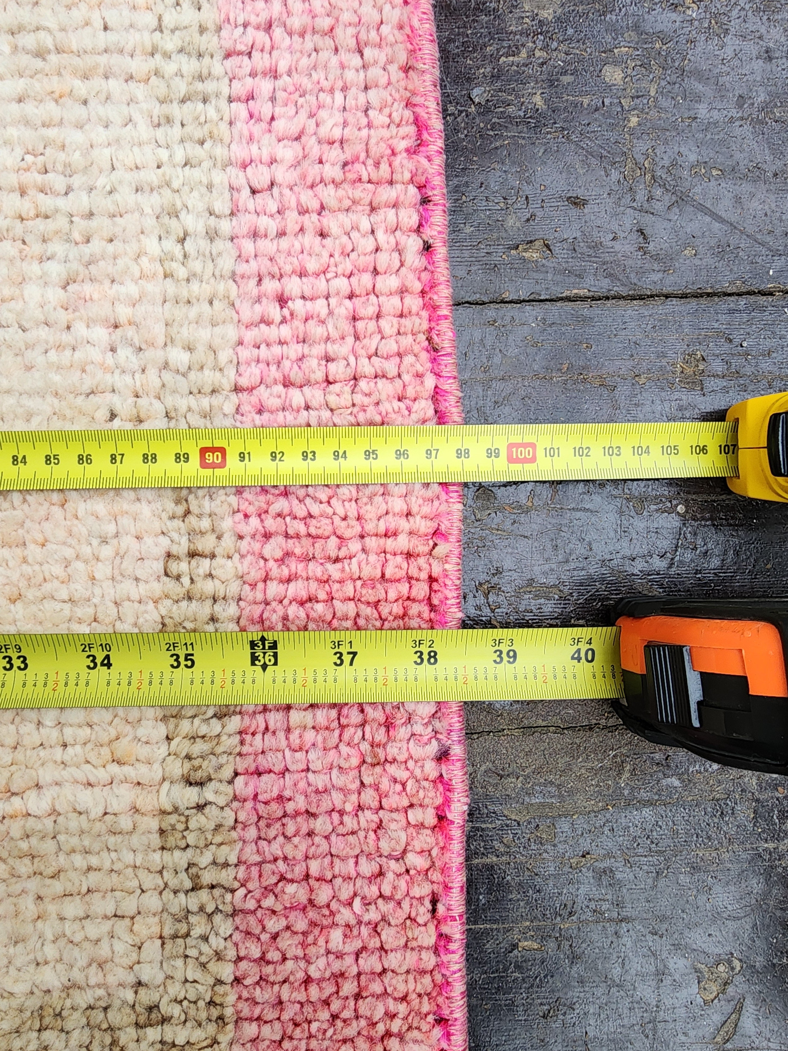 Tapis de couloir Oushak turc pâle 11'10''x3'3''